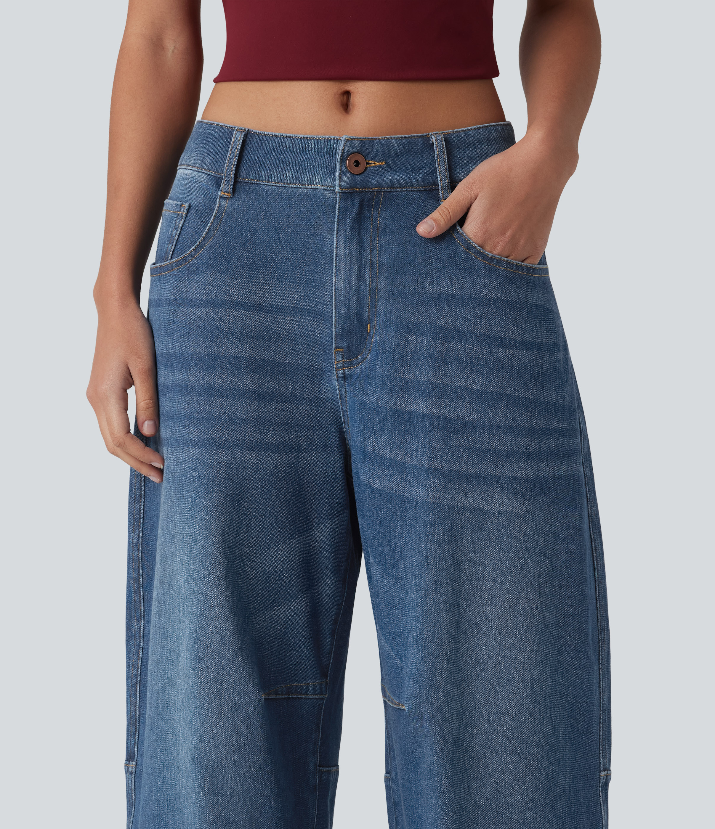 Women's Halara Flex™ Low Rise Zipper Pockets Barrel Leg Casual