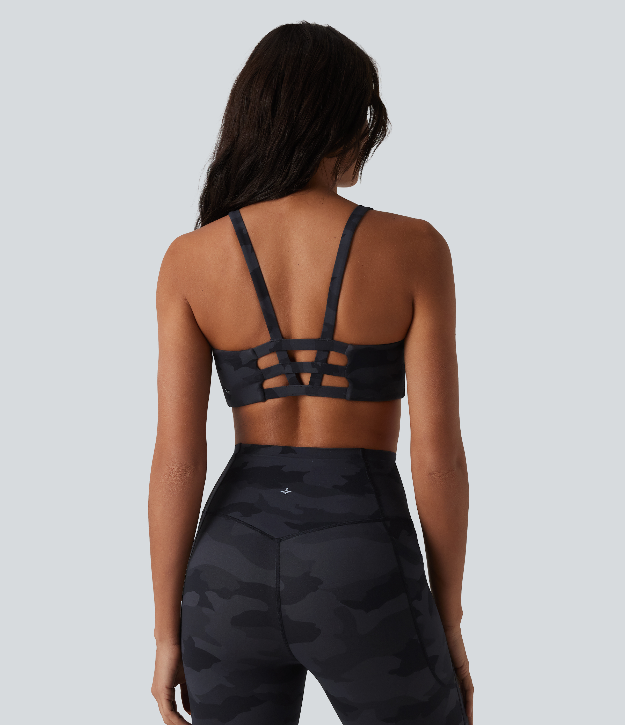 Halara UltraSculpt™ Camo Print Low Support U Neck Cut Out Yoga Sports Bra