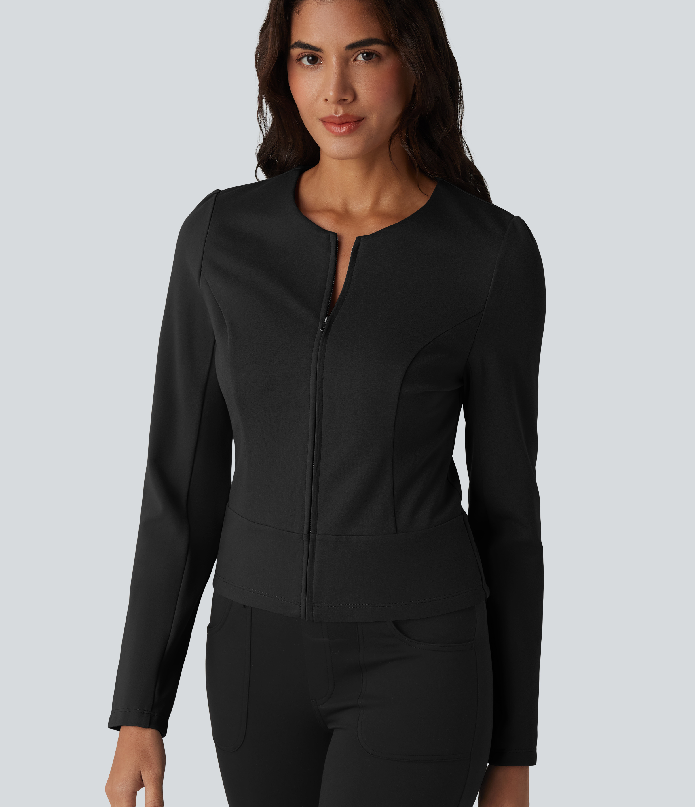 Round Neck Long Sleeve Work Jacket