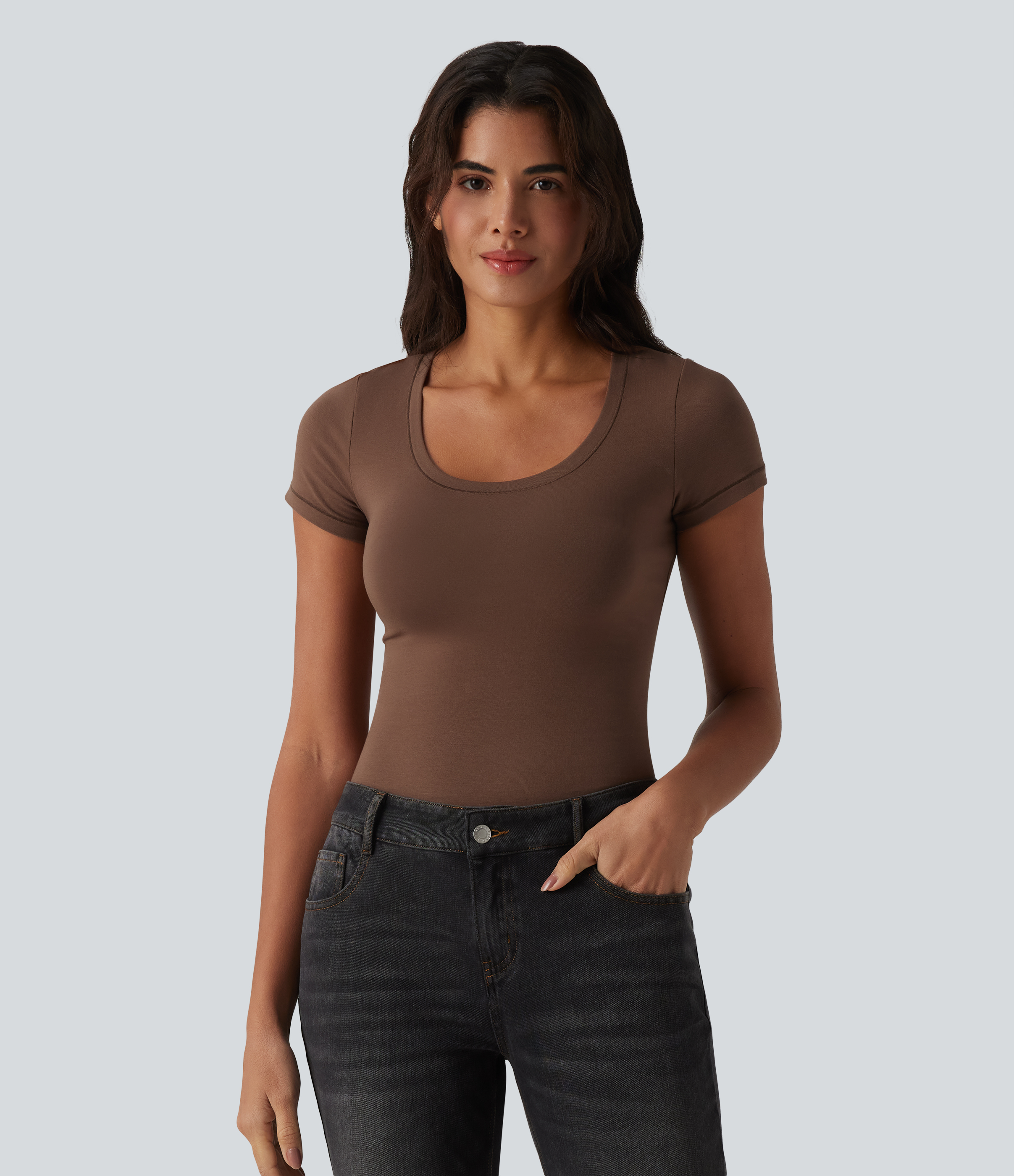 Halara Cotton Jersey Scoop Neck Short Sleeve Casual T-Shirt