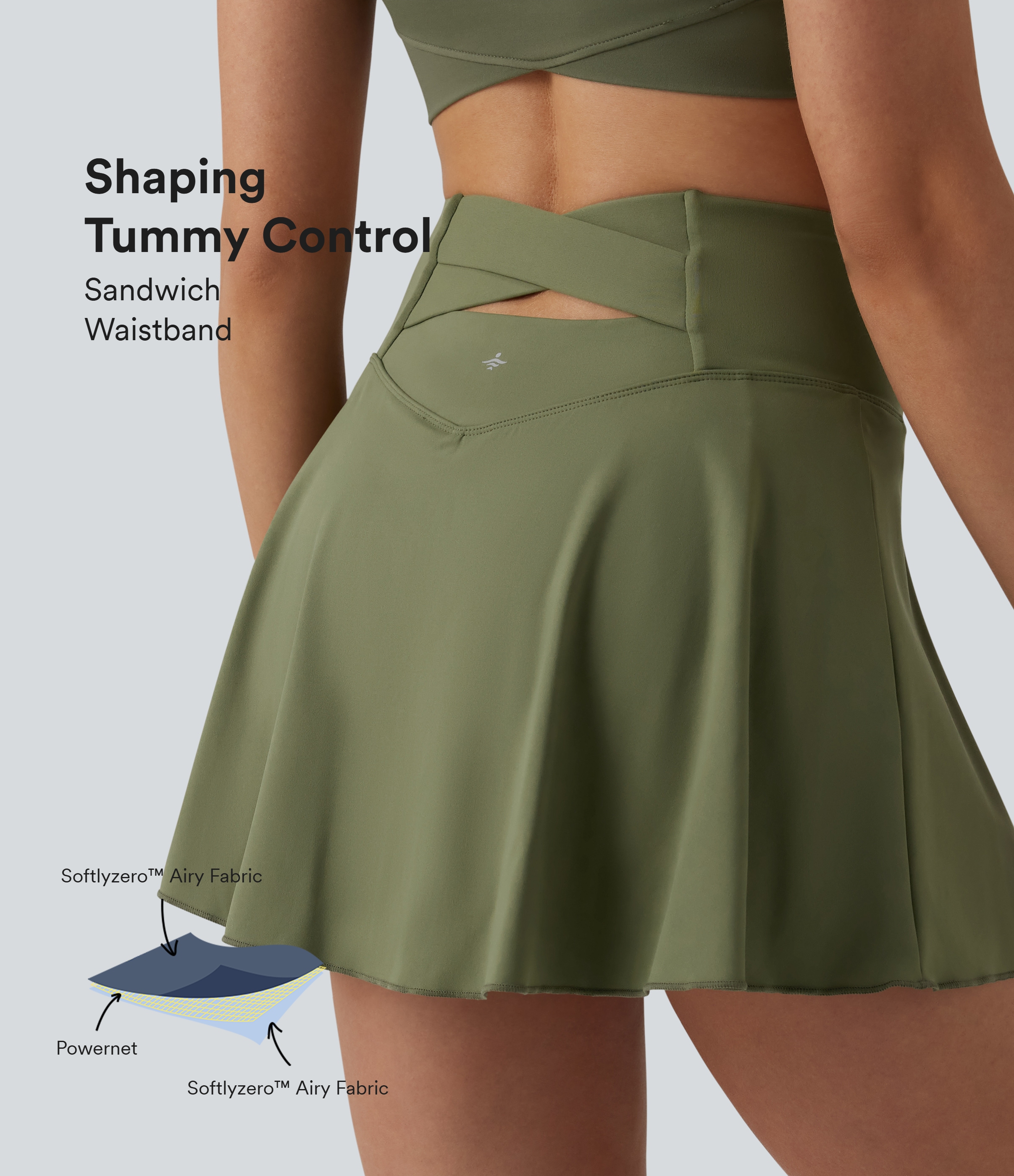 Softlyzero™ Airy High Waisted Tummy Control 2-in-1 Cool Touch Mini Tennis Skirt with Pockets-UPF50+