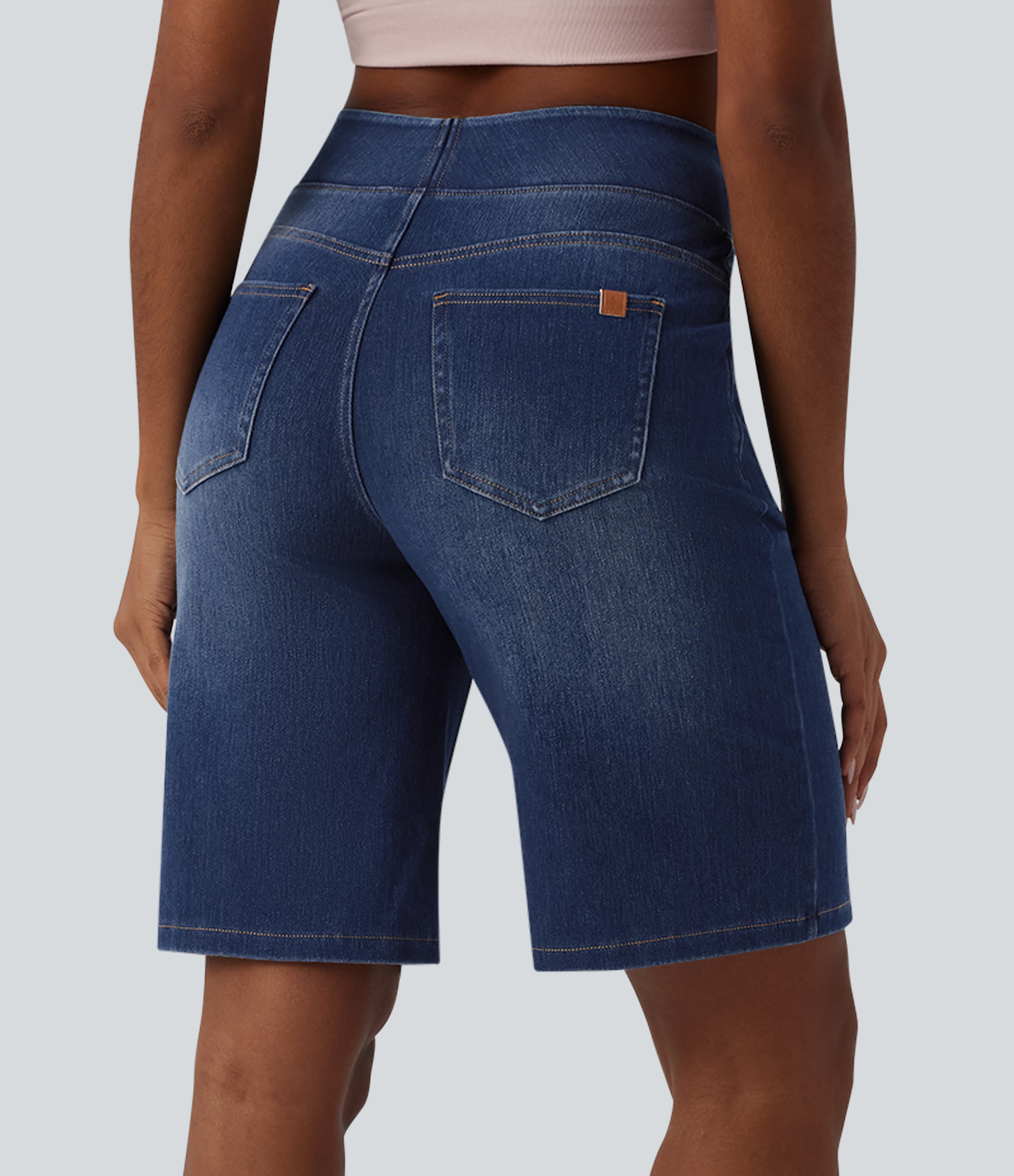 Estate Blue Denim Halara Flex™ High Waisted Denim Casual Bermuda Shorts with Pockets / 2