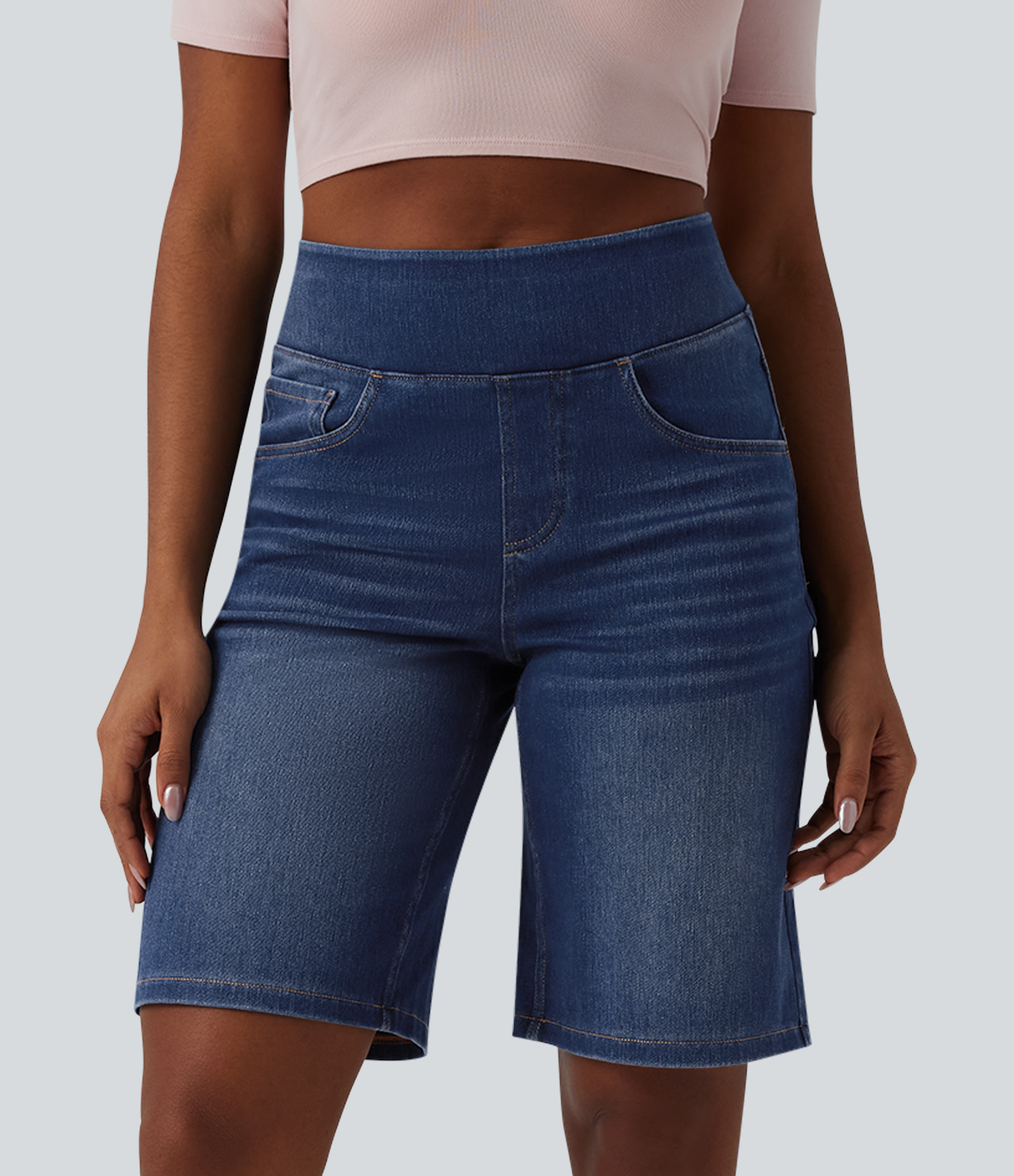 Halara Flex™ High Waisted Denim Casual Bermuda Shorts with Pockets