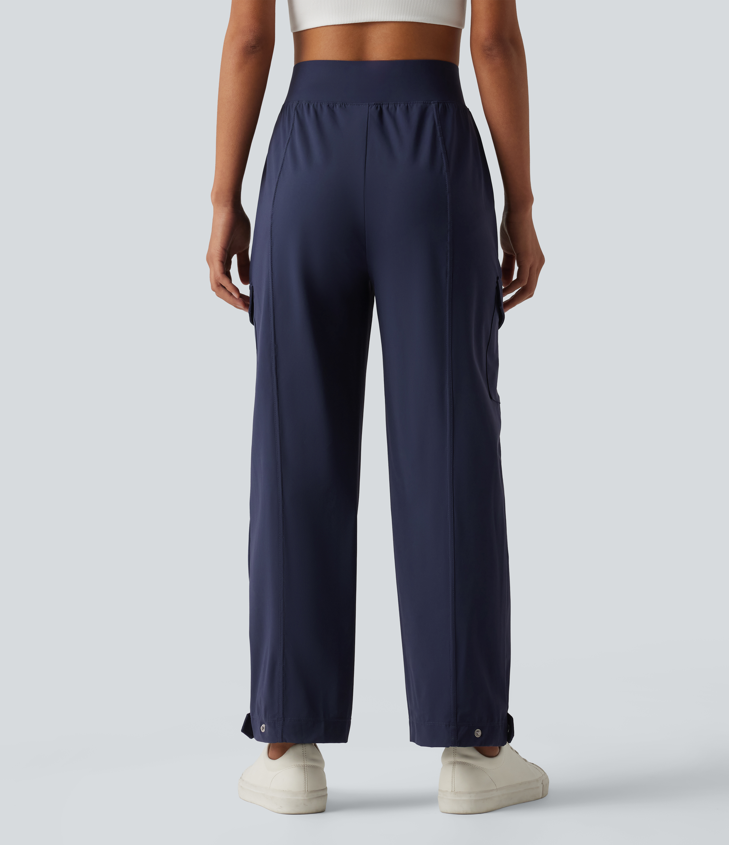 Peacoat High Waisted Adjustable Hem Quick Dry InstantCool Casual Cargo Pants with Pockets-UPF40+ / 2