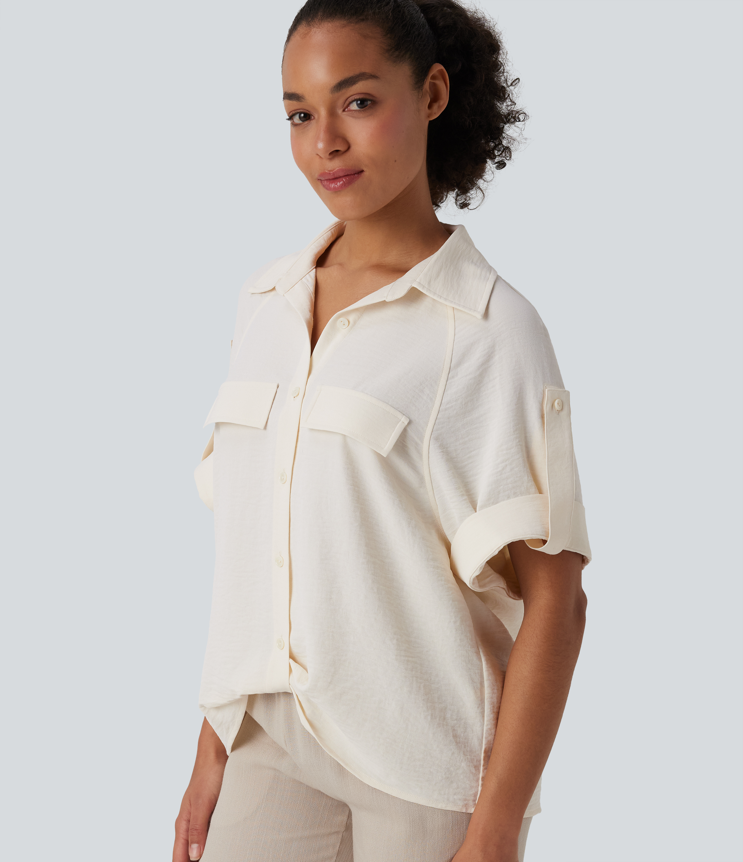 Short Sleeve Casual Linen-Feel Shirt