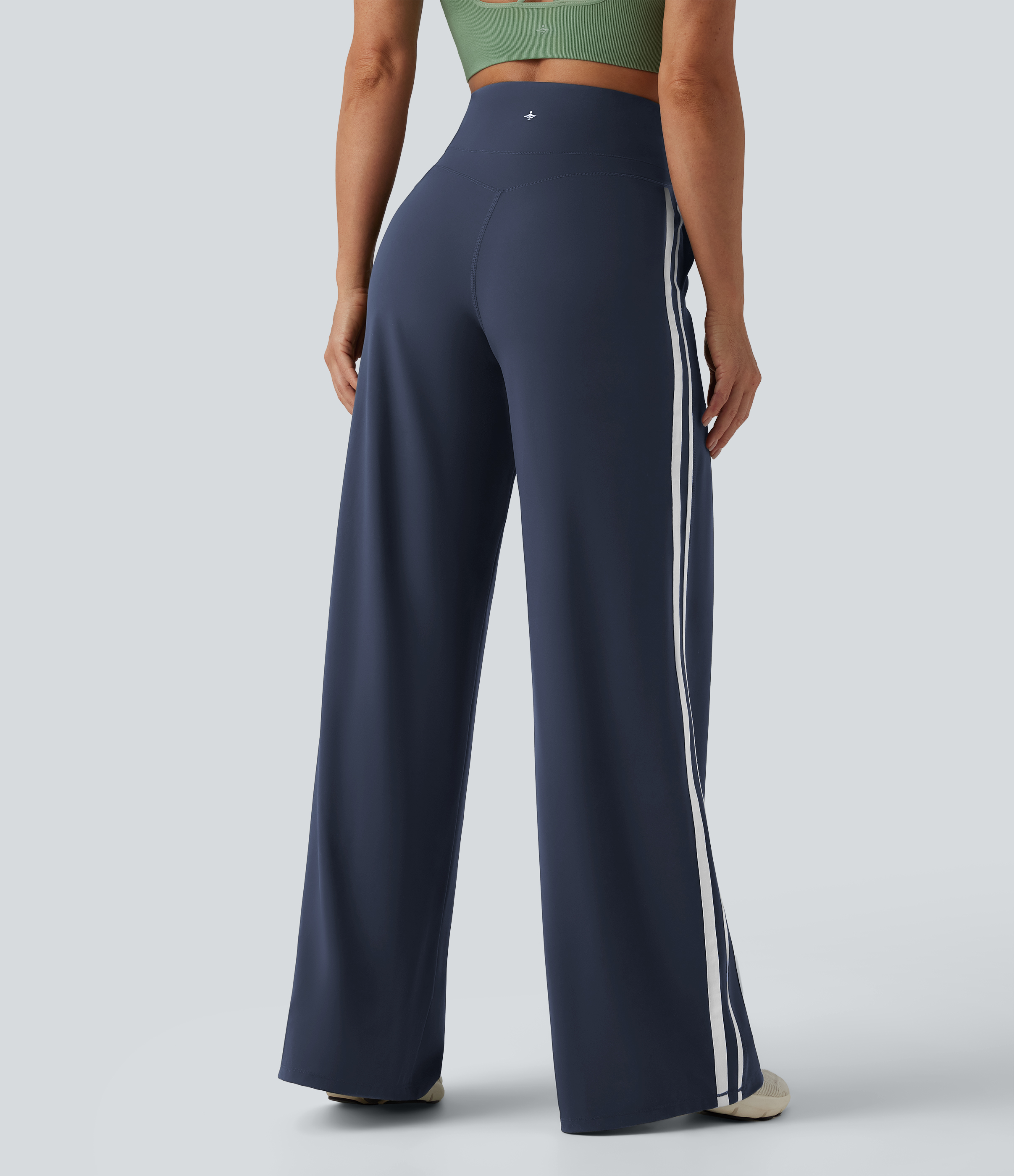 Mood Indigo Pantalon ample yoga Halara UltraSculpt™ taille haute gainant à rayures color block avec poches / 2