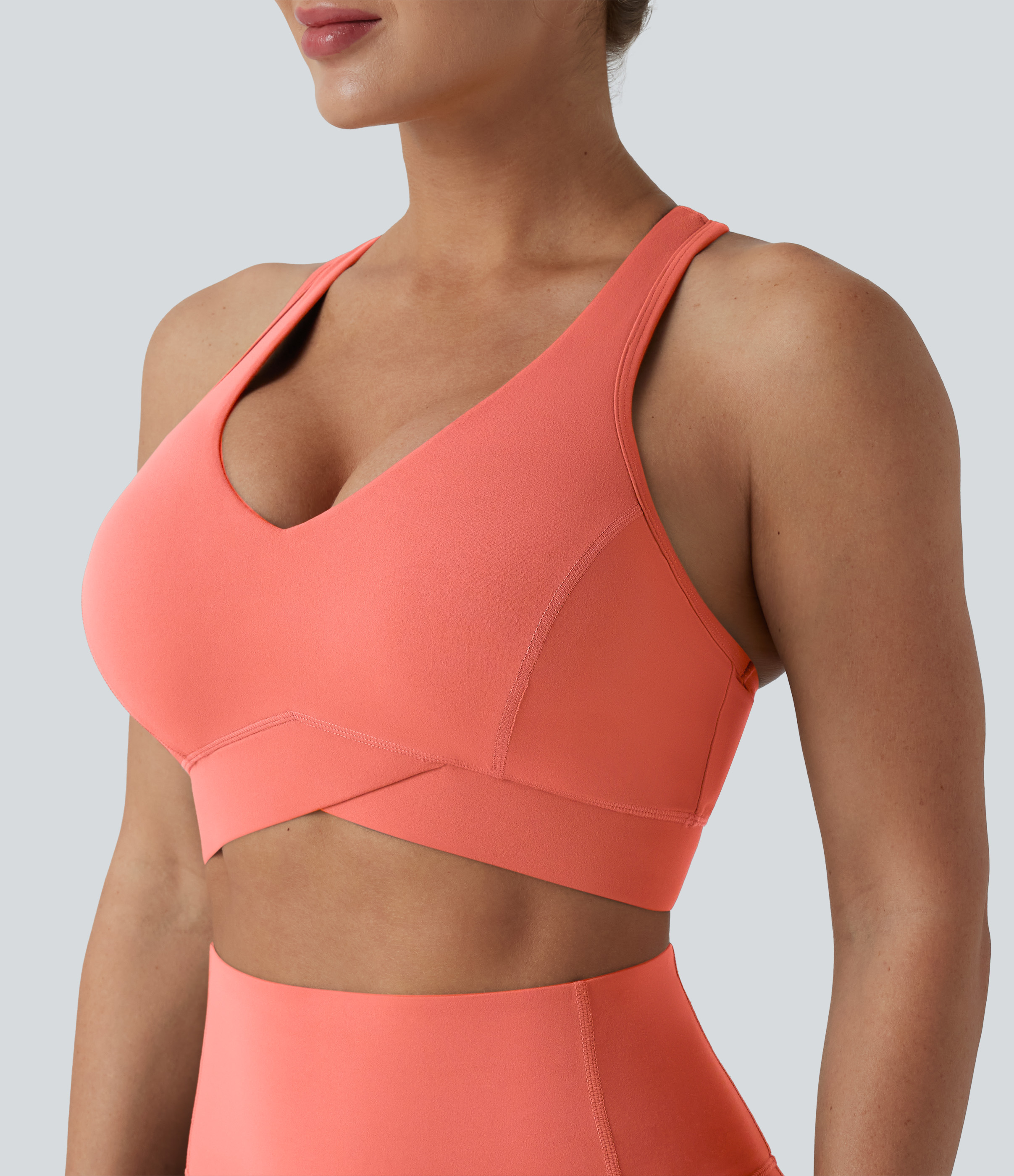 Halara UltraSculpt™ Light Support V Neck Racerback Running Sports Bra DD-F Cups