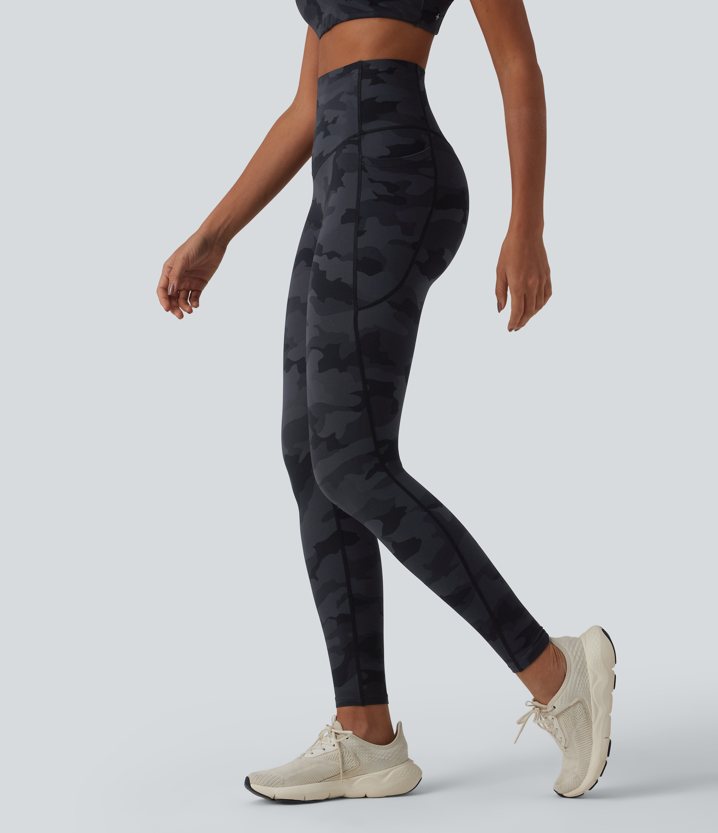 Halara UltraSculpt™ Camo Print High Waisted Tummy Control Running Leggings with Pockets