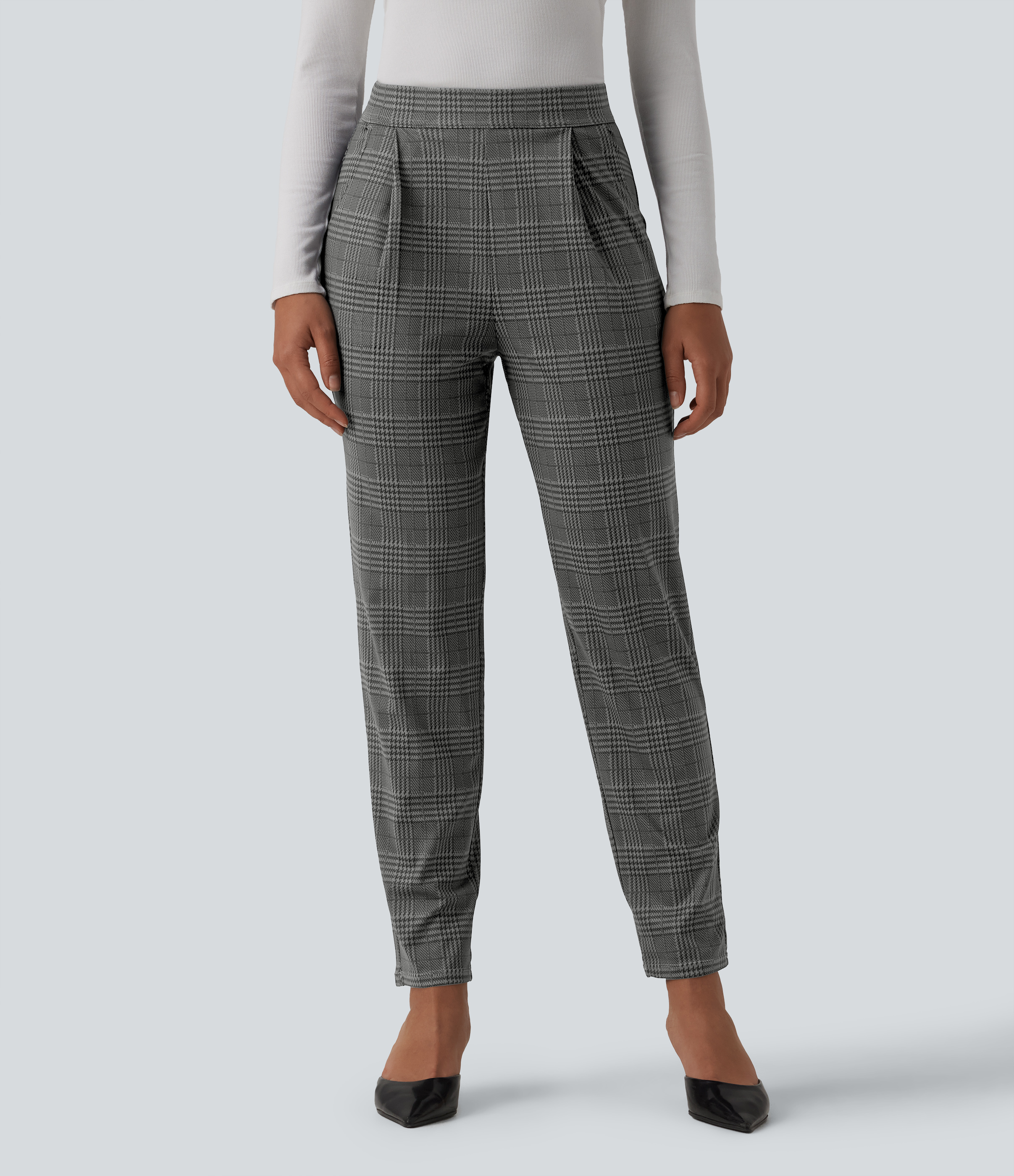 Halara Flex™ High Waisted Tapered Plaid Suit Work Pants with Pockets