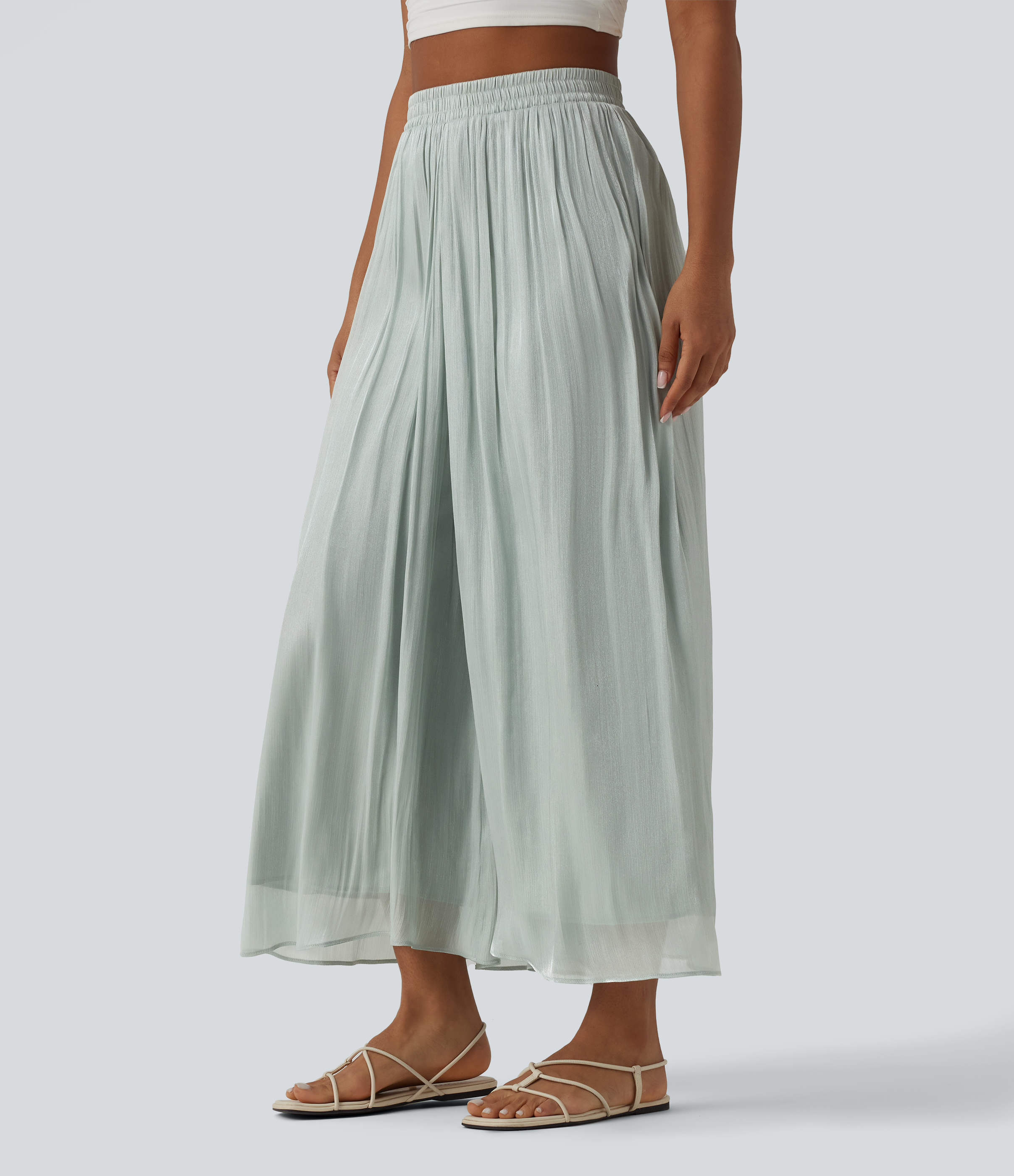 High Waisted Flowy Resort Baggy Trousers