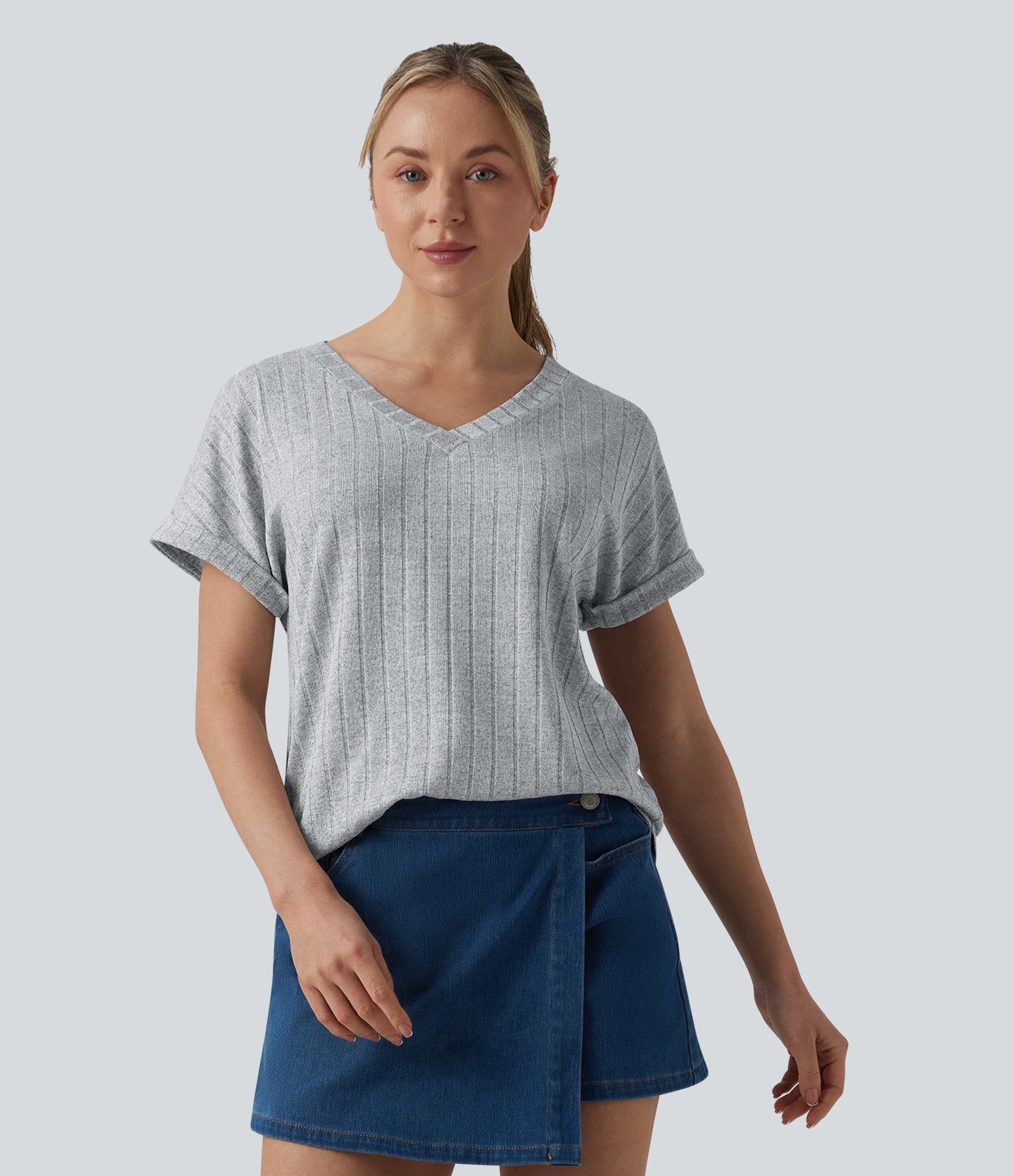 V Neck Short Sleeve Casual T-Shirt