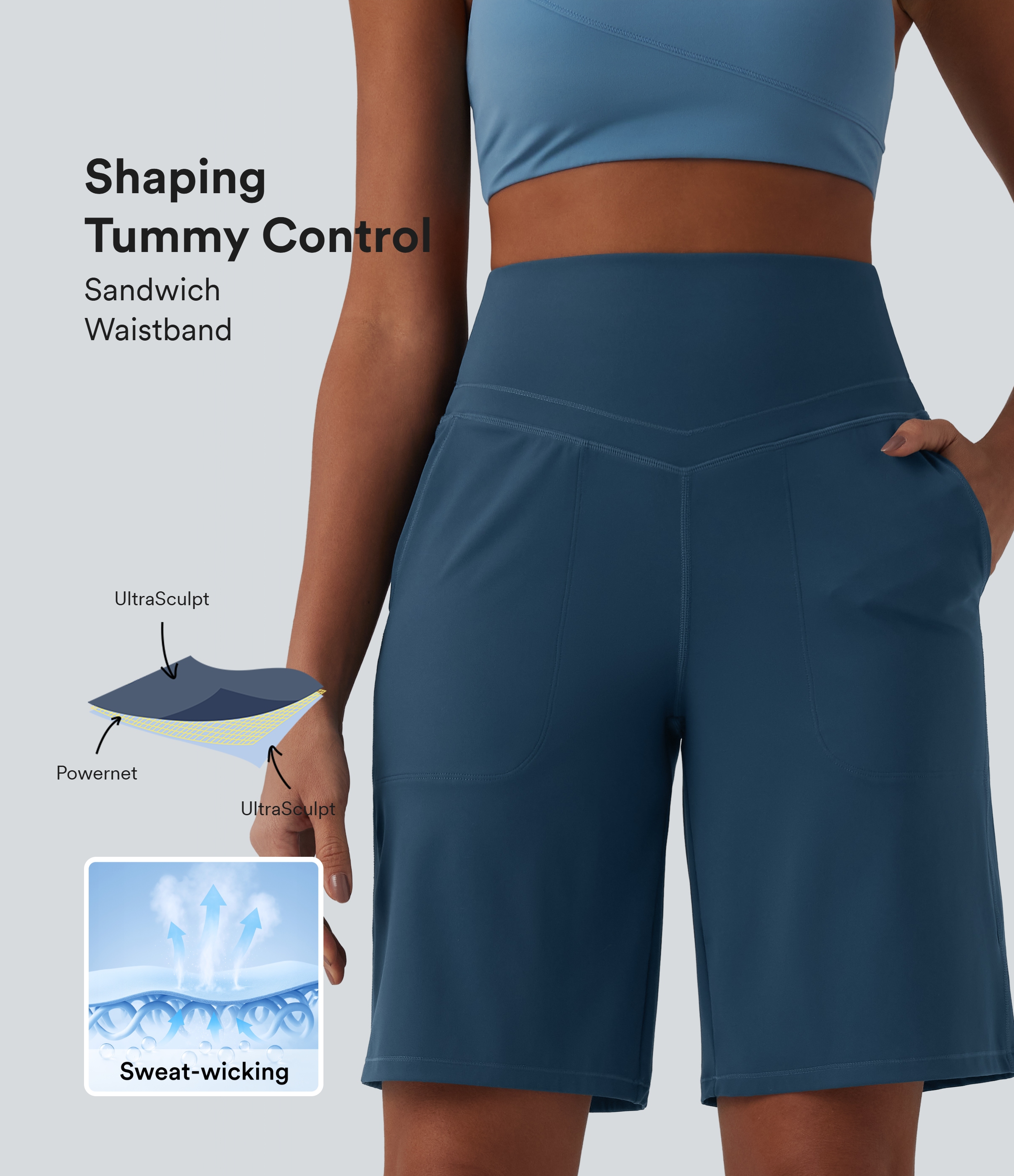 Halara UltraSculpt™ High Waisted Tummy Control Yoga Bermuda Shorts 10'' with Pockets