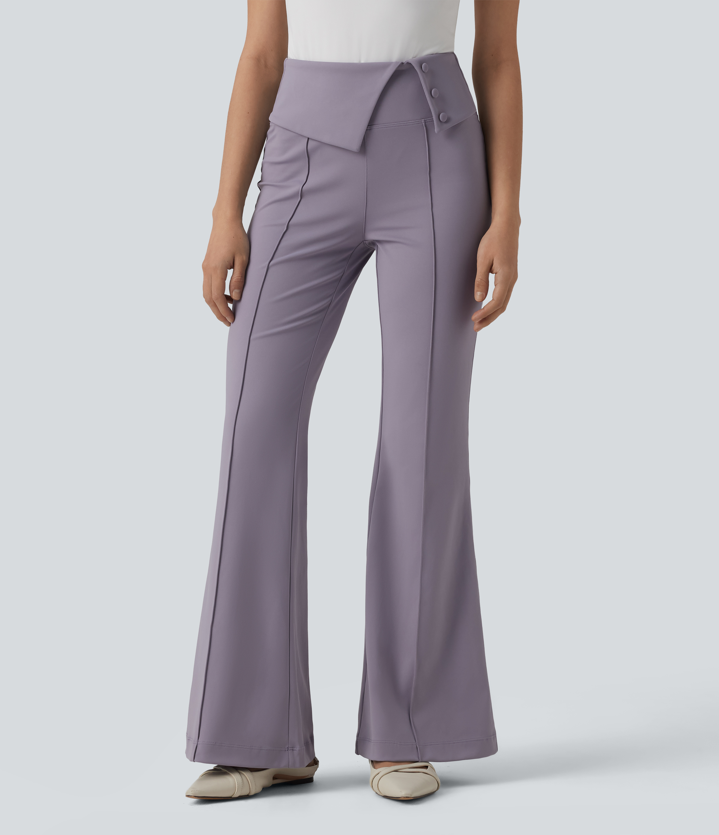 Halara Flex™ DayStretch Foldover High Waisted Tummy Control Work Flare Pants with Pockets