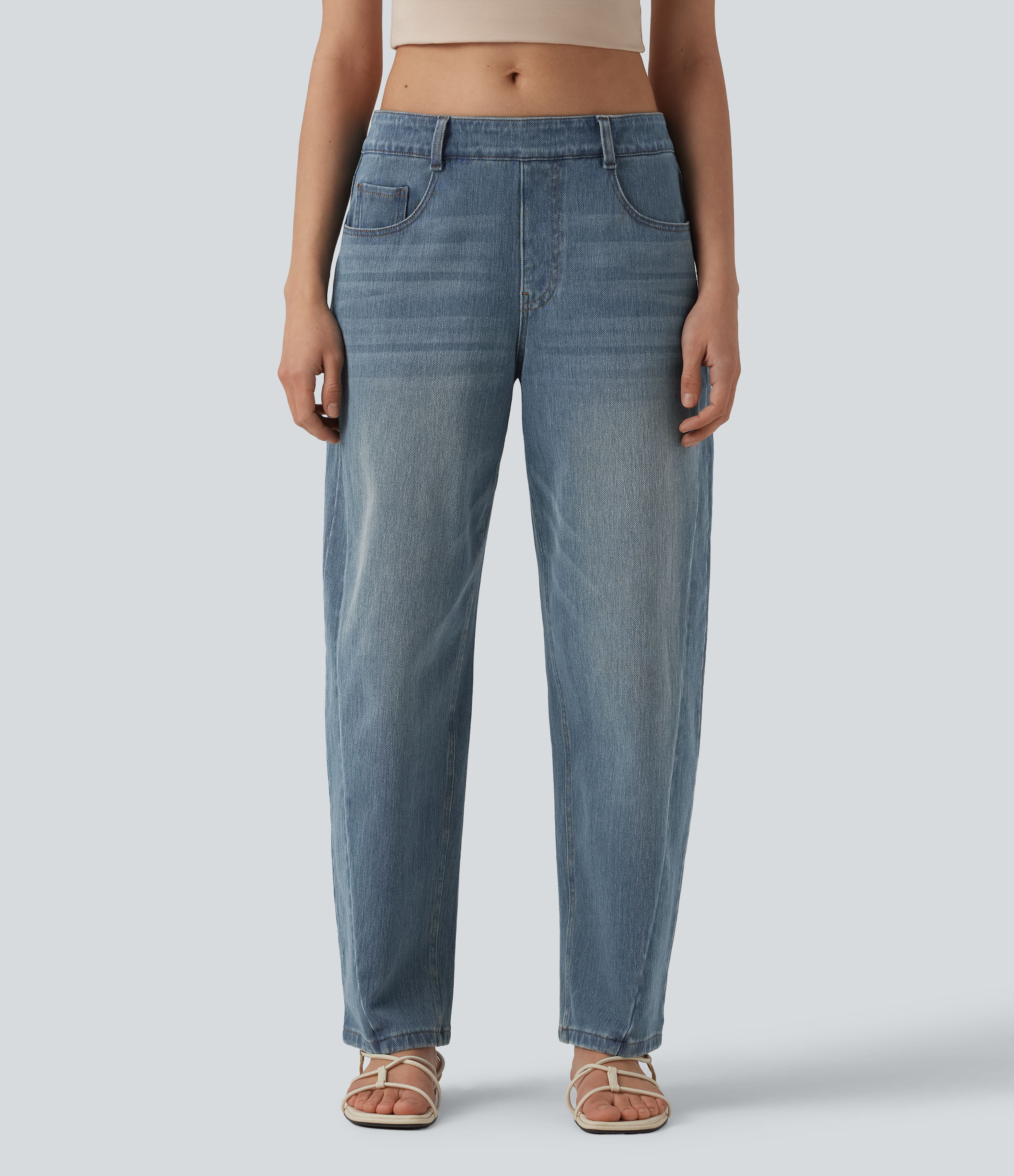 Halara Flex™ Low Rise Barrel Leg Casual Jeans with Pockets