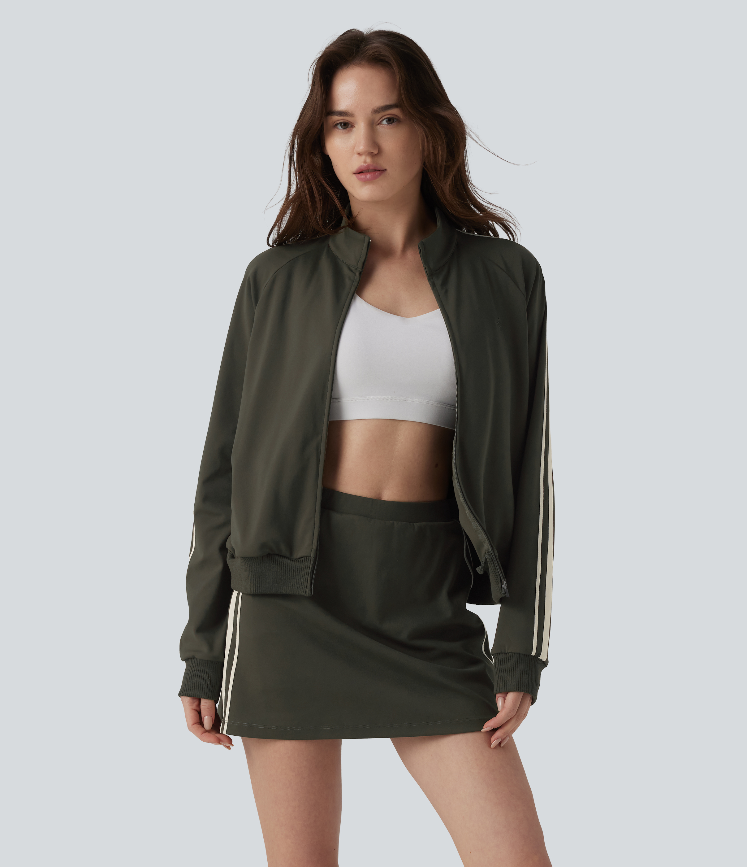 Veste de sport DayStretch col montant color block à rayures avec poches