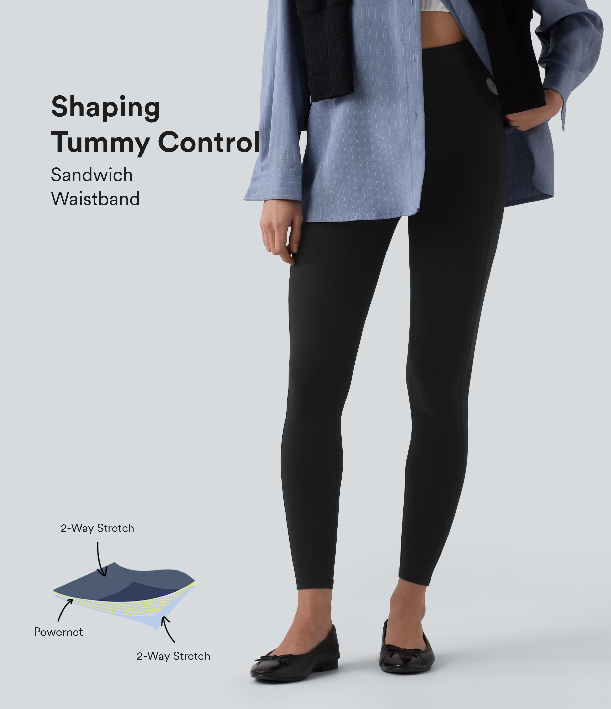 Halara Cotton Jersey - Yoga-Leggings aus Baumwolle mit hohem Bund und Seitentaschen