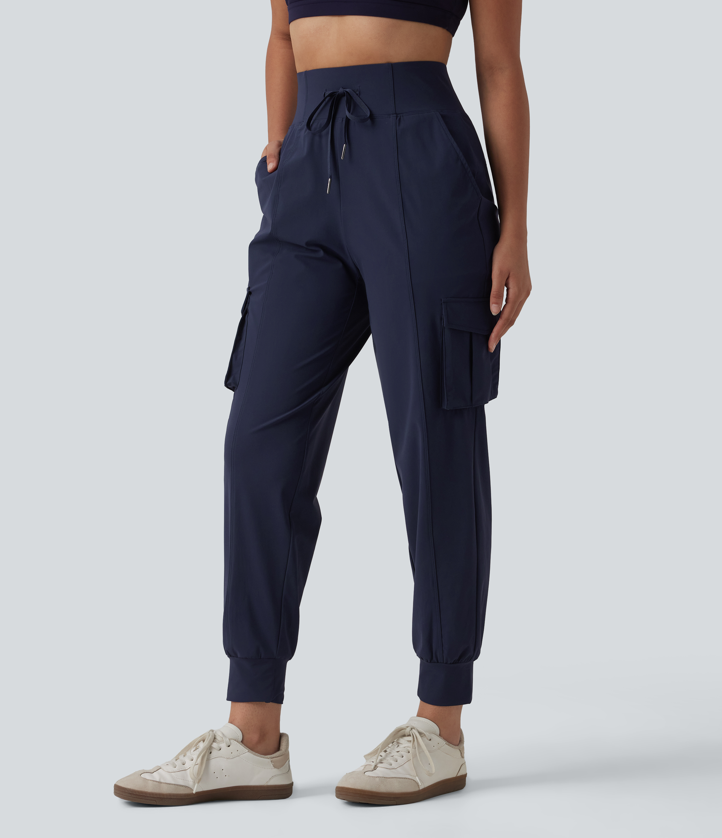 High Waisted Drawstring Quick Dry Cool Touch Casual Cargo Joggers with Pockets-UPF40+
