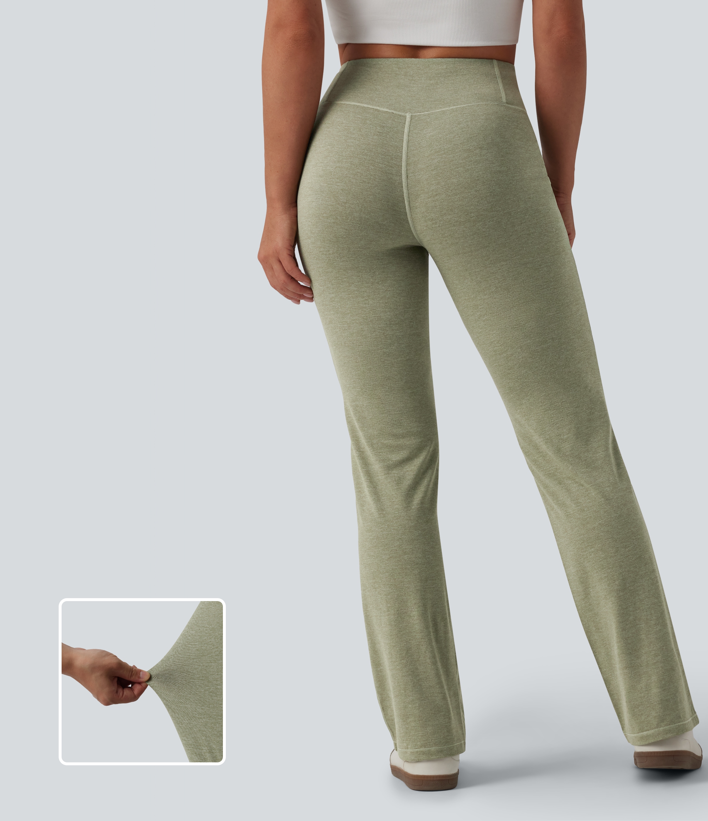 Mid Rise Heathered Casual Bootcut Trousers