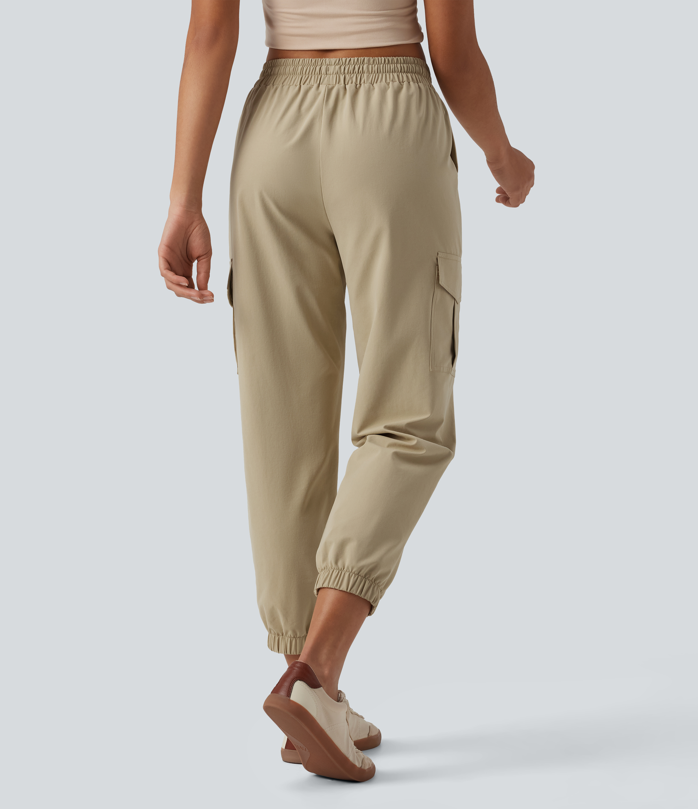 Fields of Rye Mid Rise Drawstring Stretchy Poplin Casual Cargo Joggers with Pockets / 2