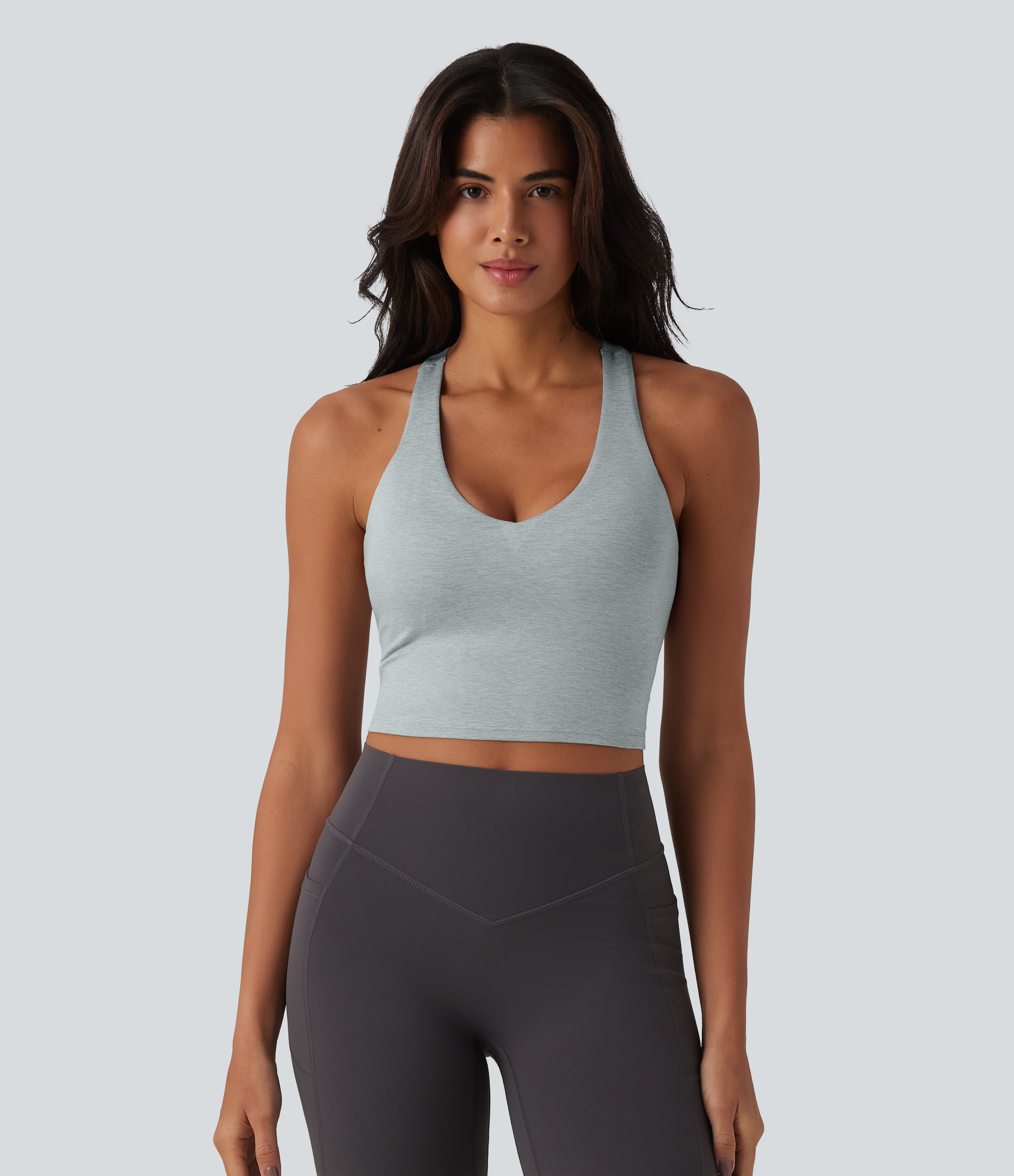 Fogvale Heather Racerback Cropped Yoga Sports Top / 2
