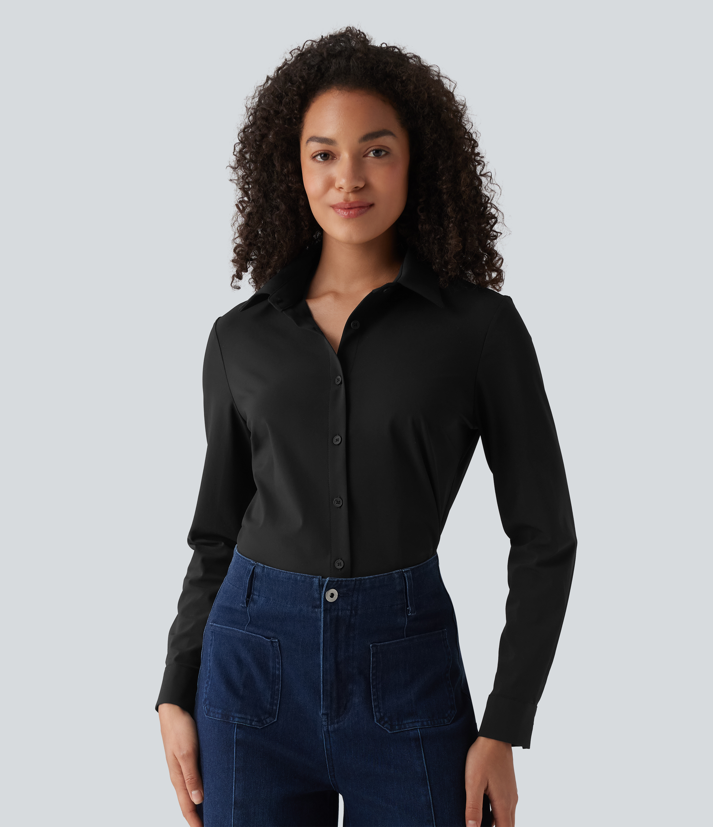 Collar Long Sleeve Wrinkle-resistant Quick Dry Work Shirt