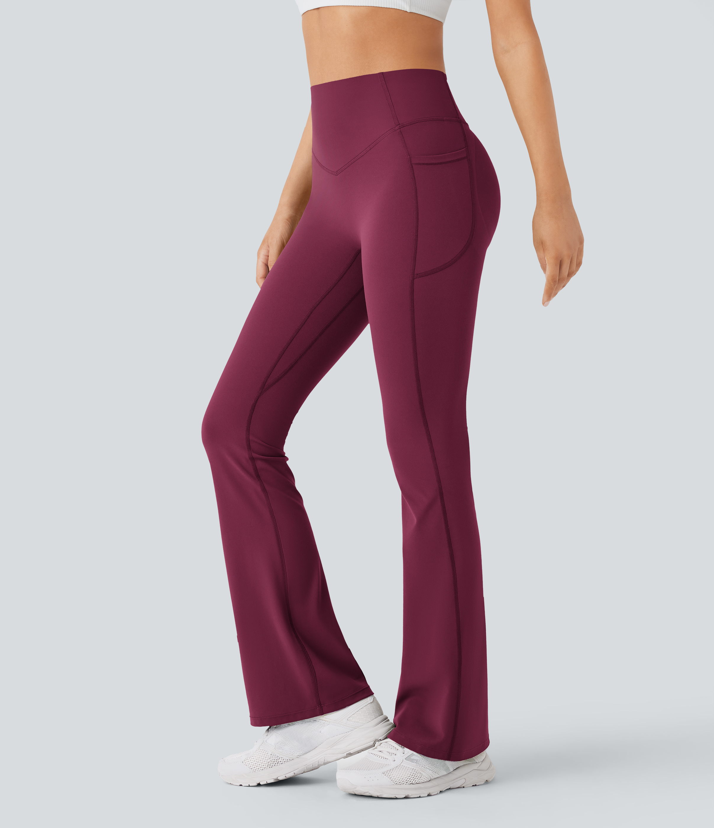Halara UltraSculpt™ SoCinched Hohe Taille Scrunch Po Lifting Bauchkontrolle Taschen Formende Yoga Bootcut Leggings