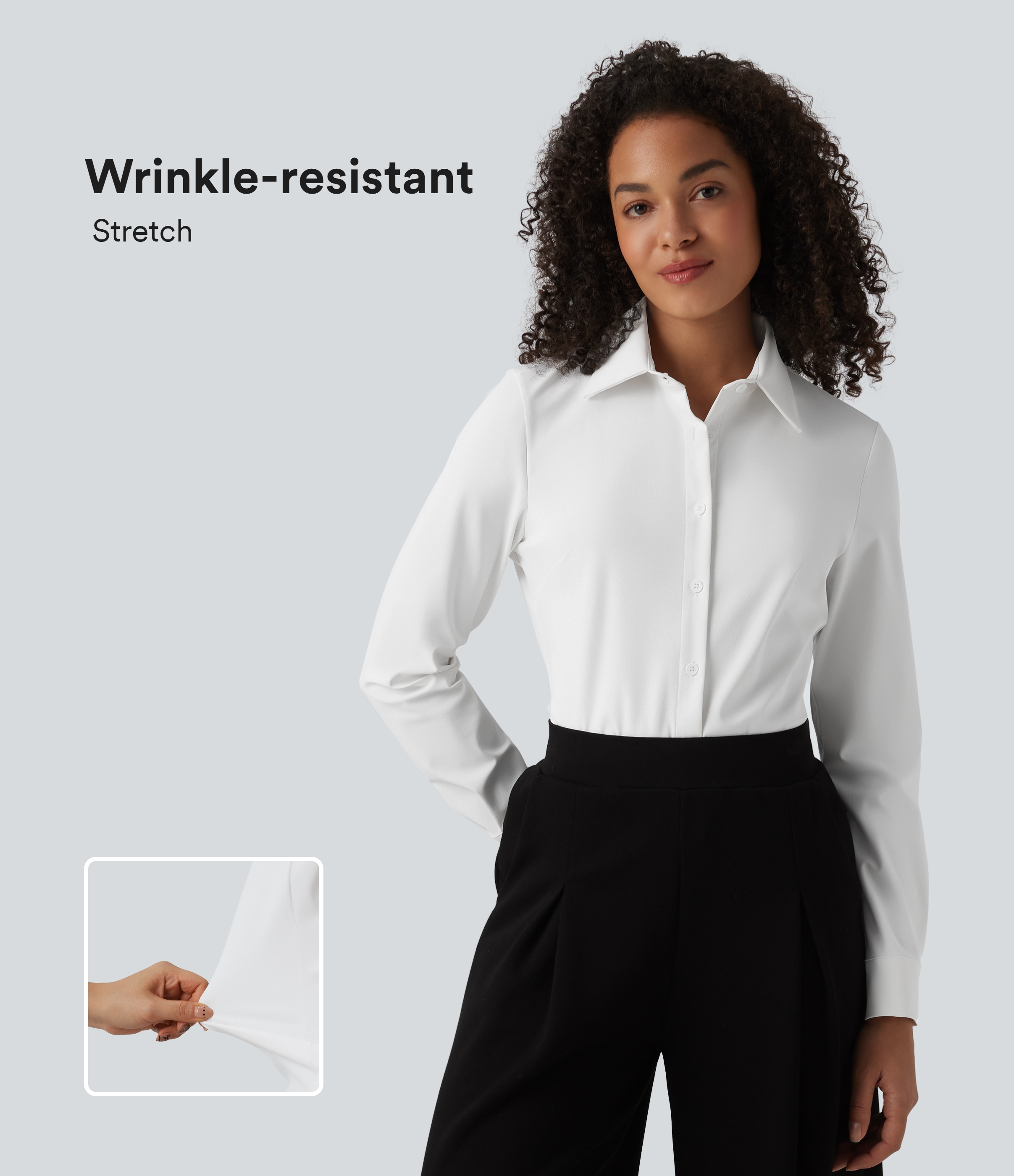 Arbeitshemd mit Kragen, langen Ärmeln, knitterresistent und schnelltrocknend