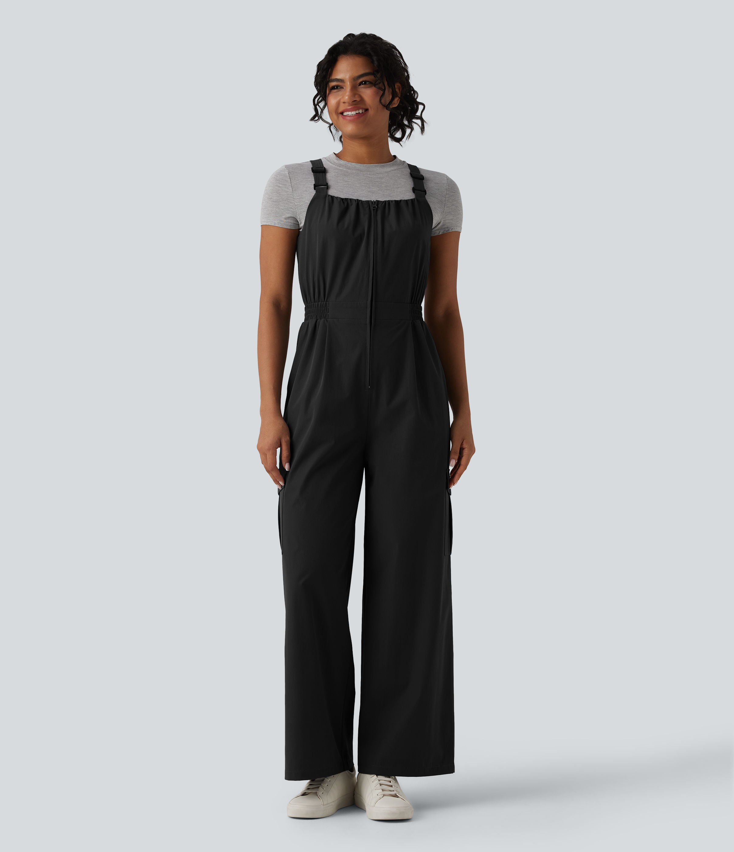 Adjustable Straps Zipper Casual Cargo Overalls with Pockets