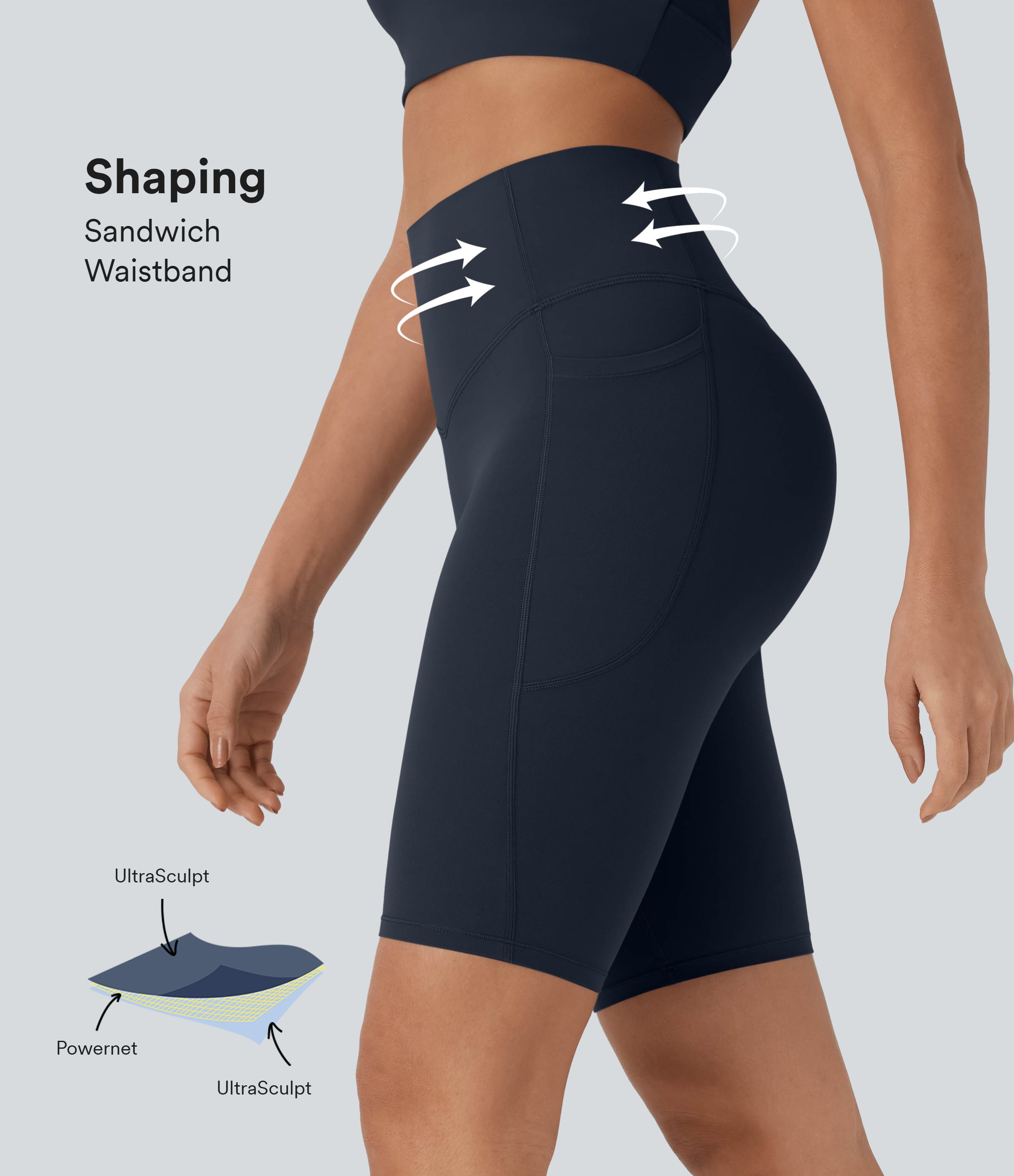 Halara UltraSculpt™ High Waisted Tummy Control Pocket Shaping Training Bike Shorts 9''