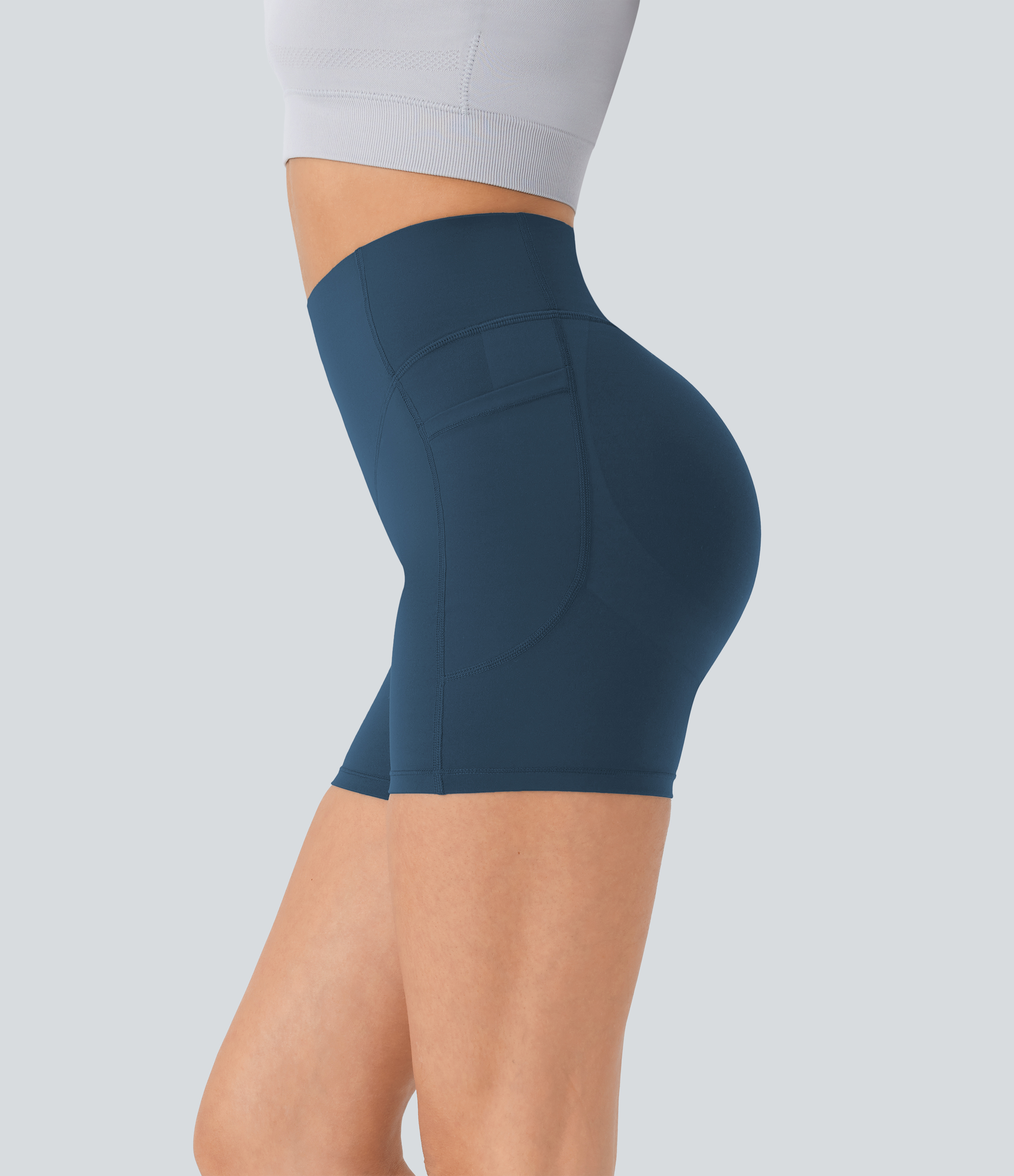 Halara UltraSculpt™ High Waisted Scrunch Butt Lifting Tummy Control Pocket Shaping Workout Biker Shorts 5''