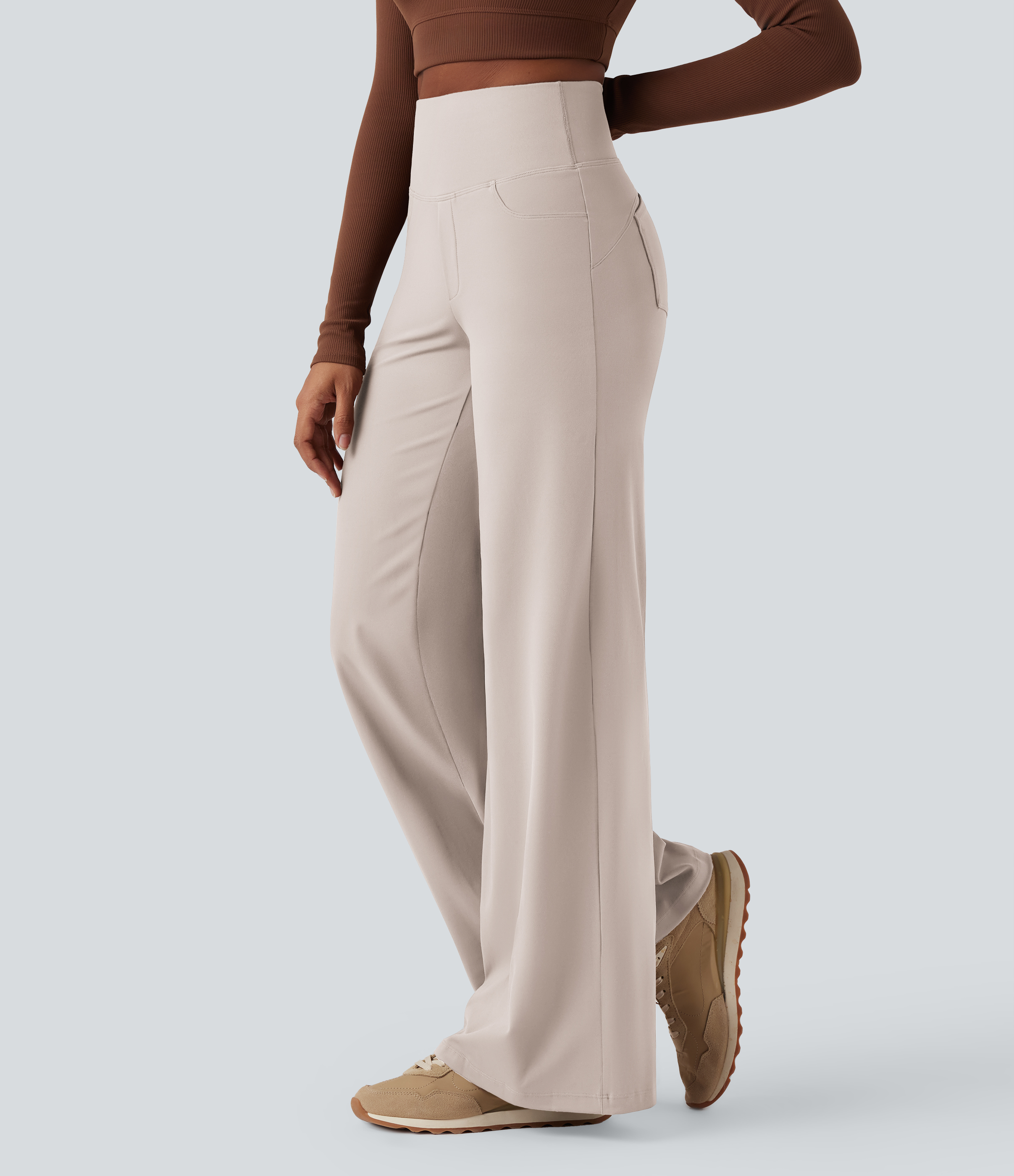 SoCinched pantalon de yoga taille haute, gainant au niveau du ventre, coupe large, avec poches