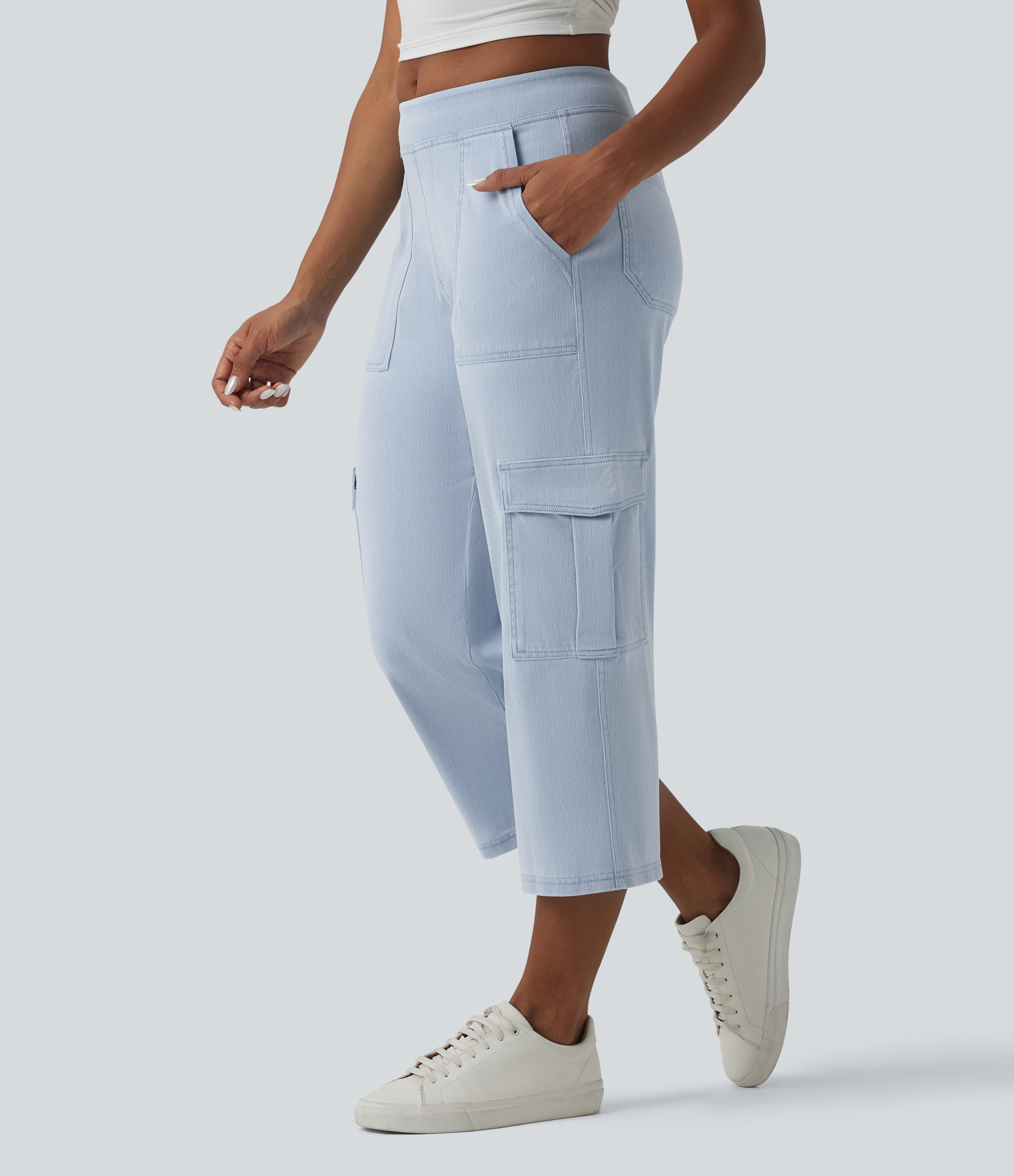 Halara Flex™ - Lässige Cargo-Jeans mit mittelhohem Bund, mehreren Taschen und geradem Bein