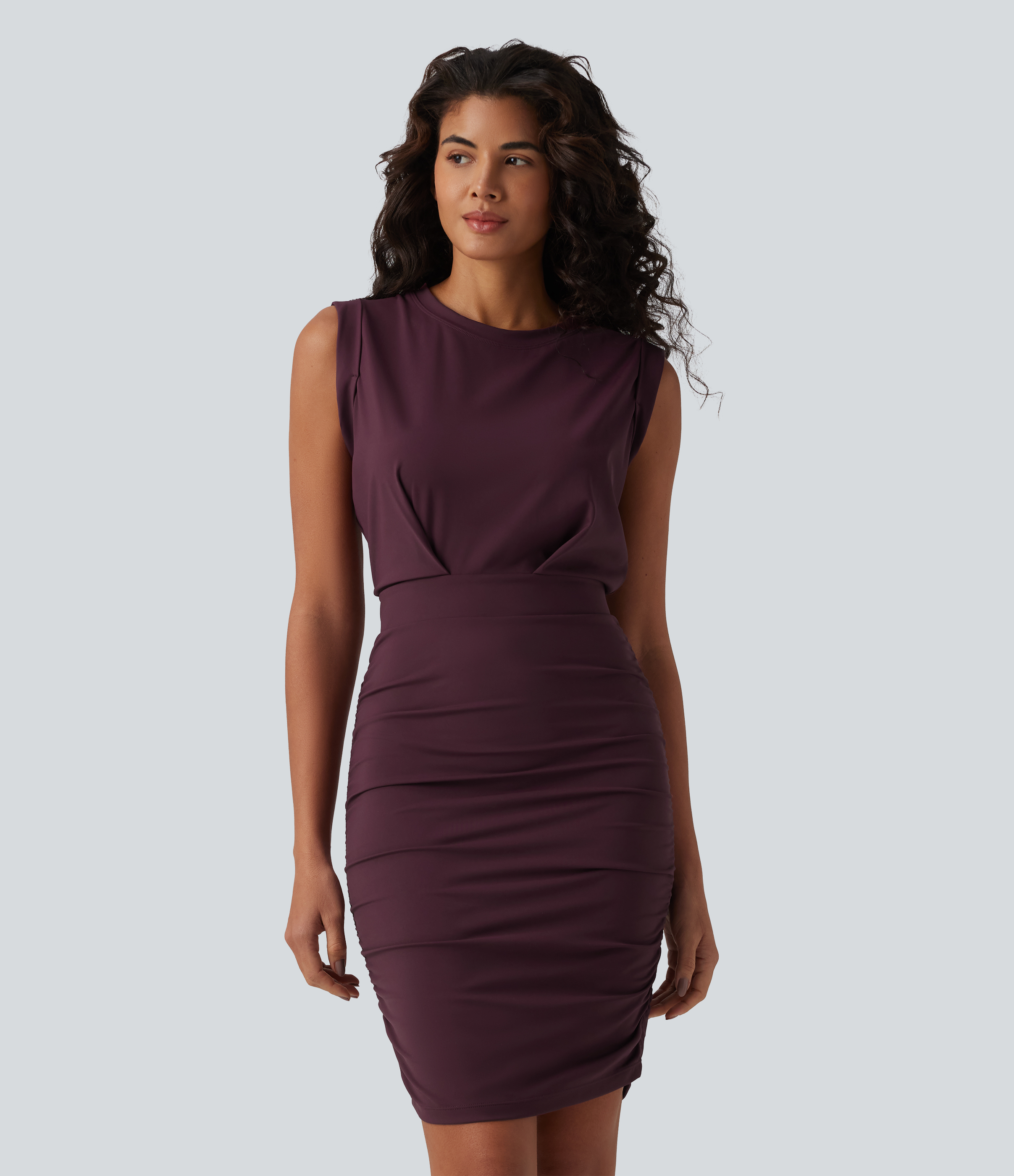 Softlyzero™ Airy - Ärmelloses, gerafftes Party-Minikleid mit Rundhalsausschnitt und Cool-Touch