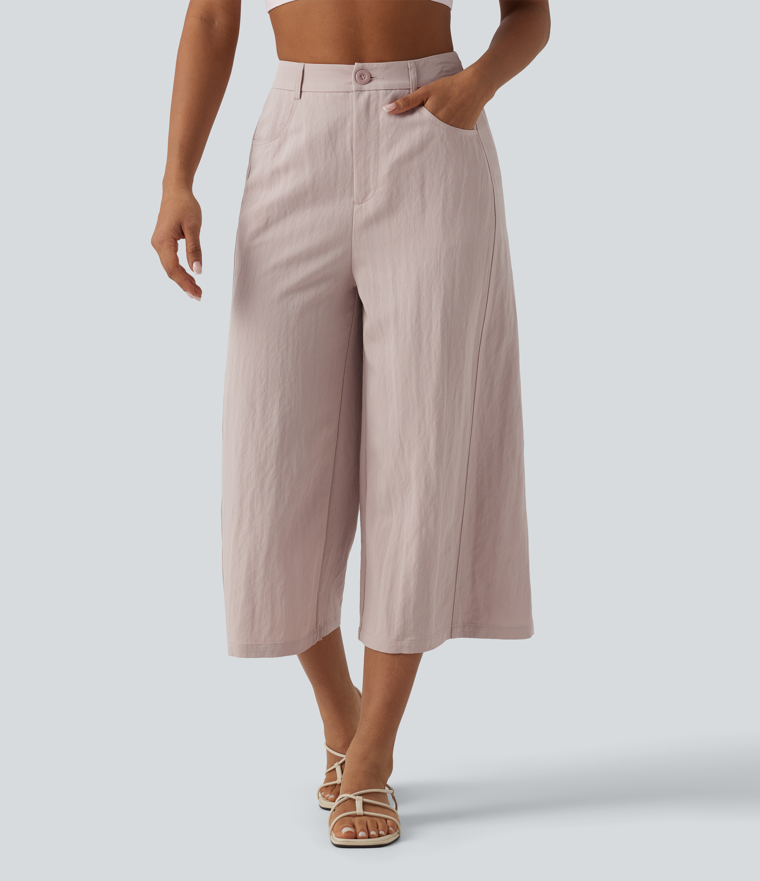 Lässige Culotte-Hose mit hohem Bund und Taschen