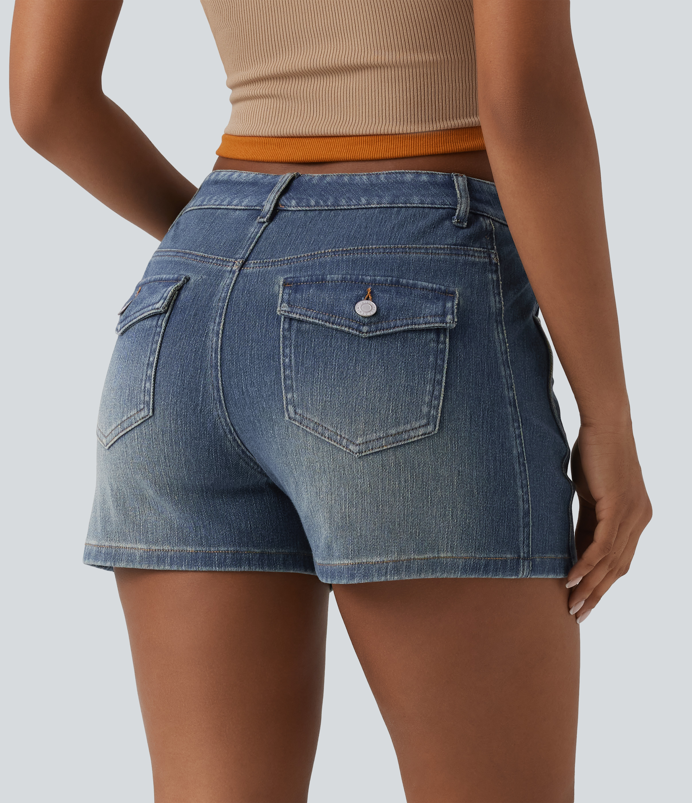 Halara Flex™ Mid Rise Denim Casual Shorts 3'' with Pockets