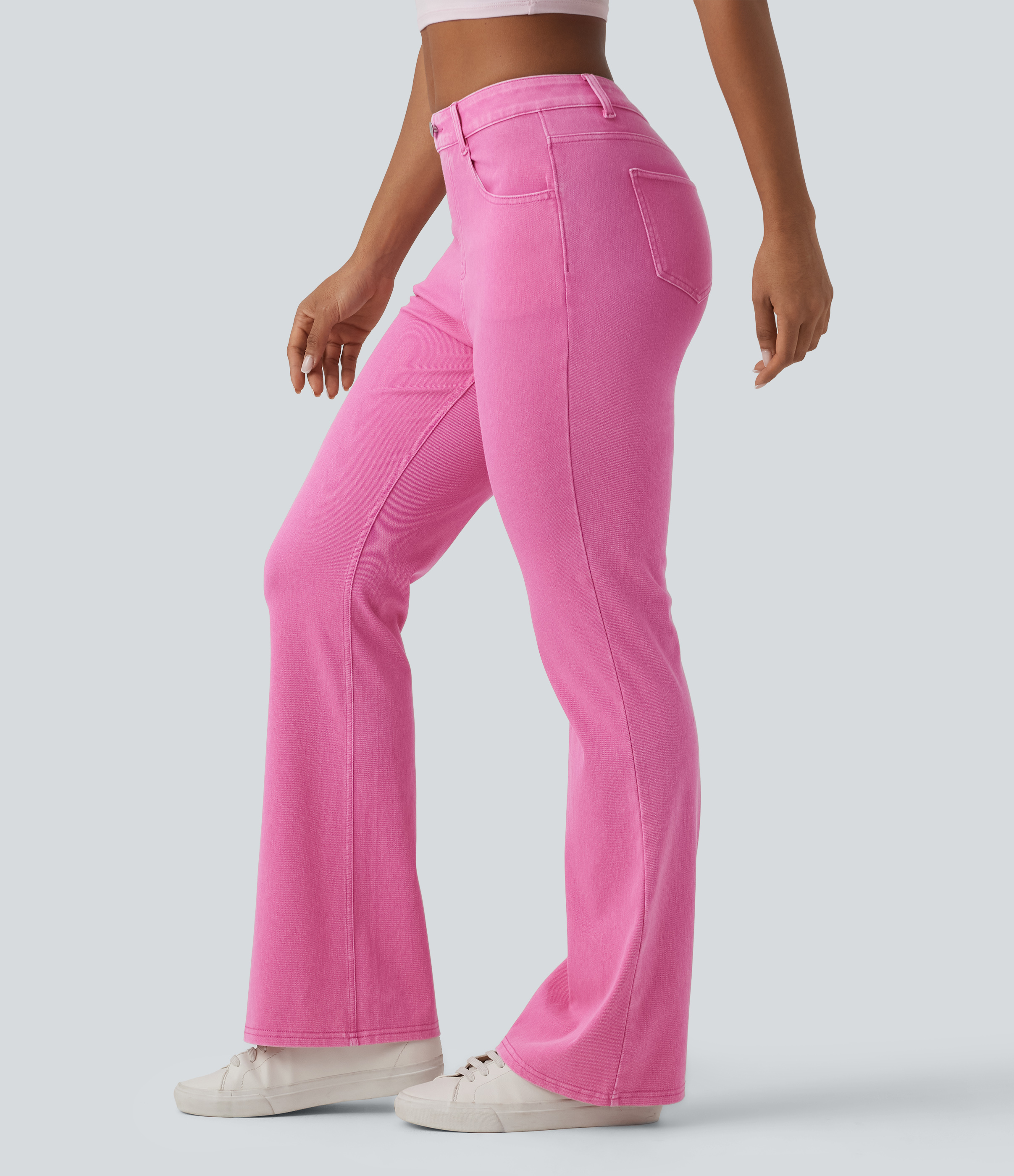 Vaqueros acampanados casuales de cintura alta y coloridos con bolsillos Halara Flex™