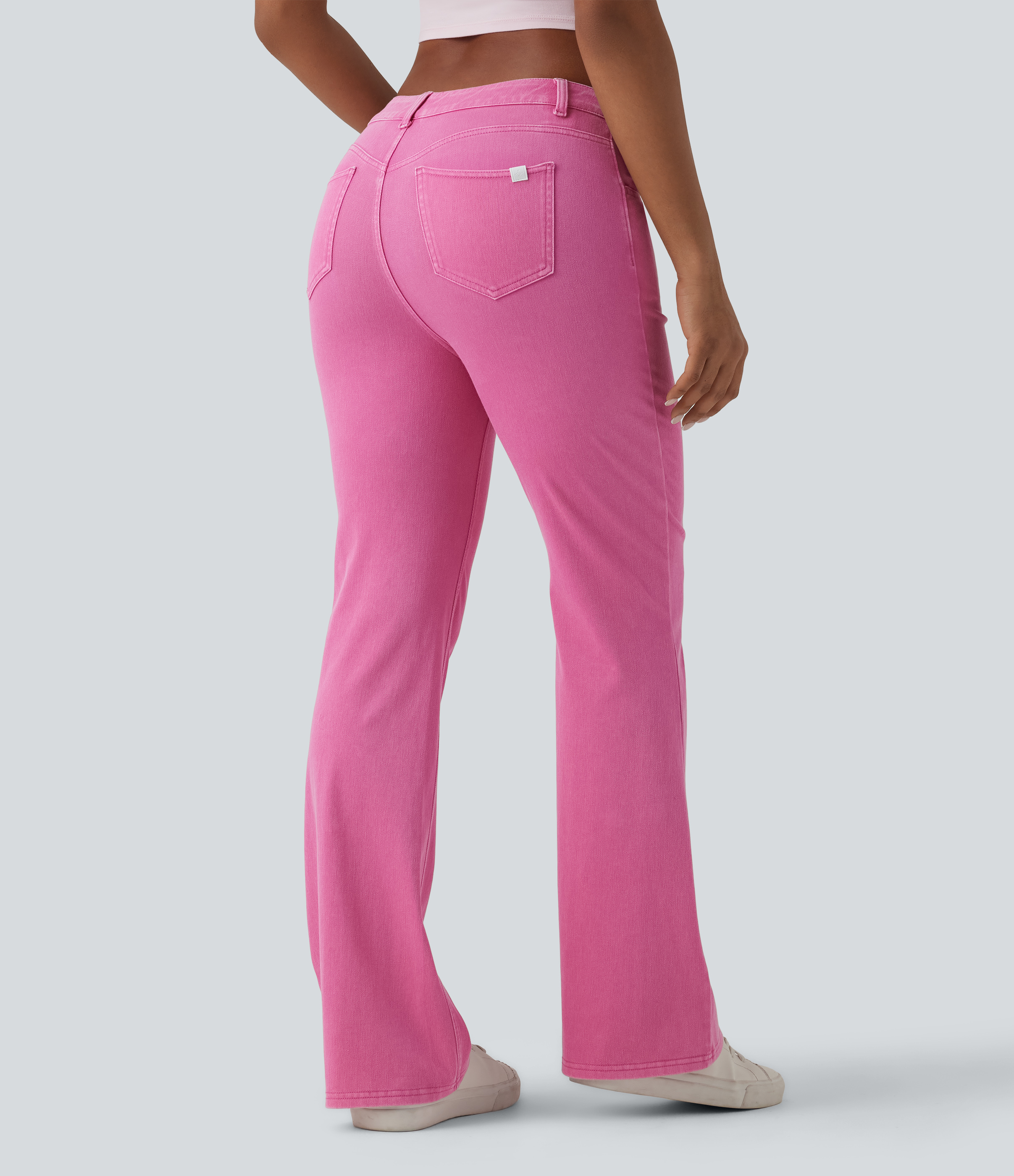Fuchsia Fedora Halara Flex™ High Waisted Colorful Casual Flare Jeans with Pockets / 2