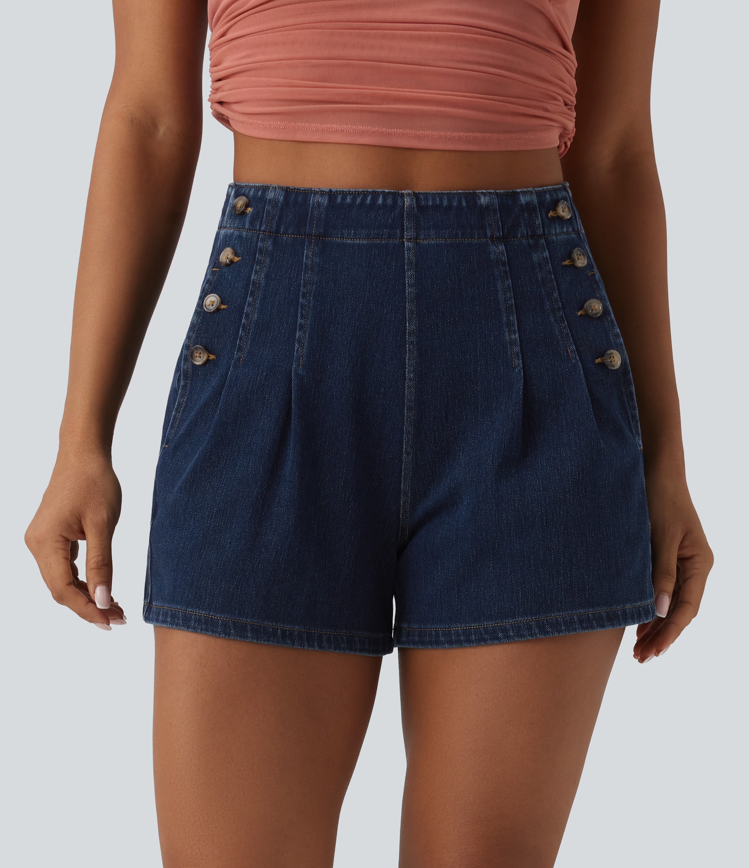 Halara Flex™ High Waisted Denim Casual Shorts 3'' with Pockets