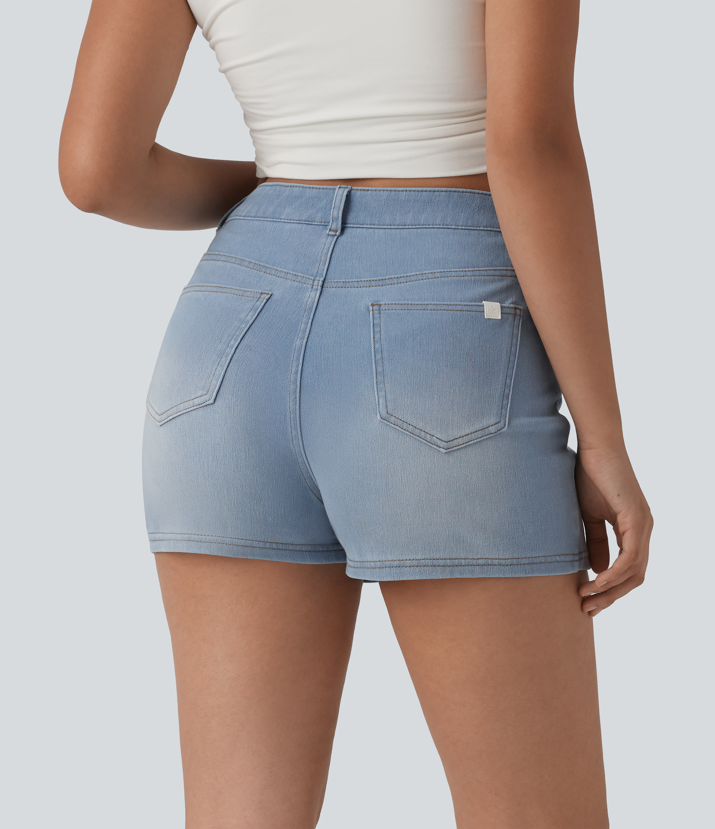 Powder Blue Denim Halara Flex™ Denim High Waisted Micro Casual Skort with Pockets / 2