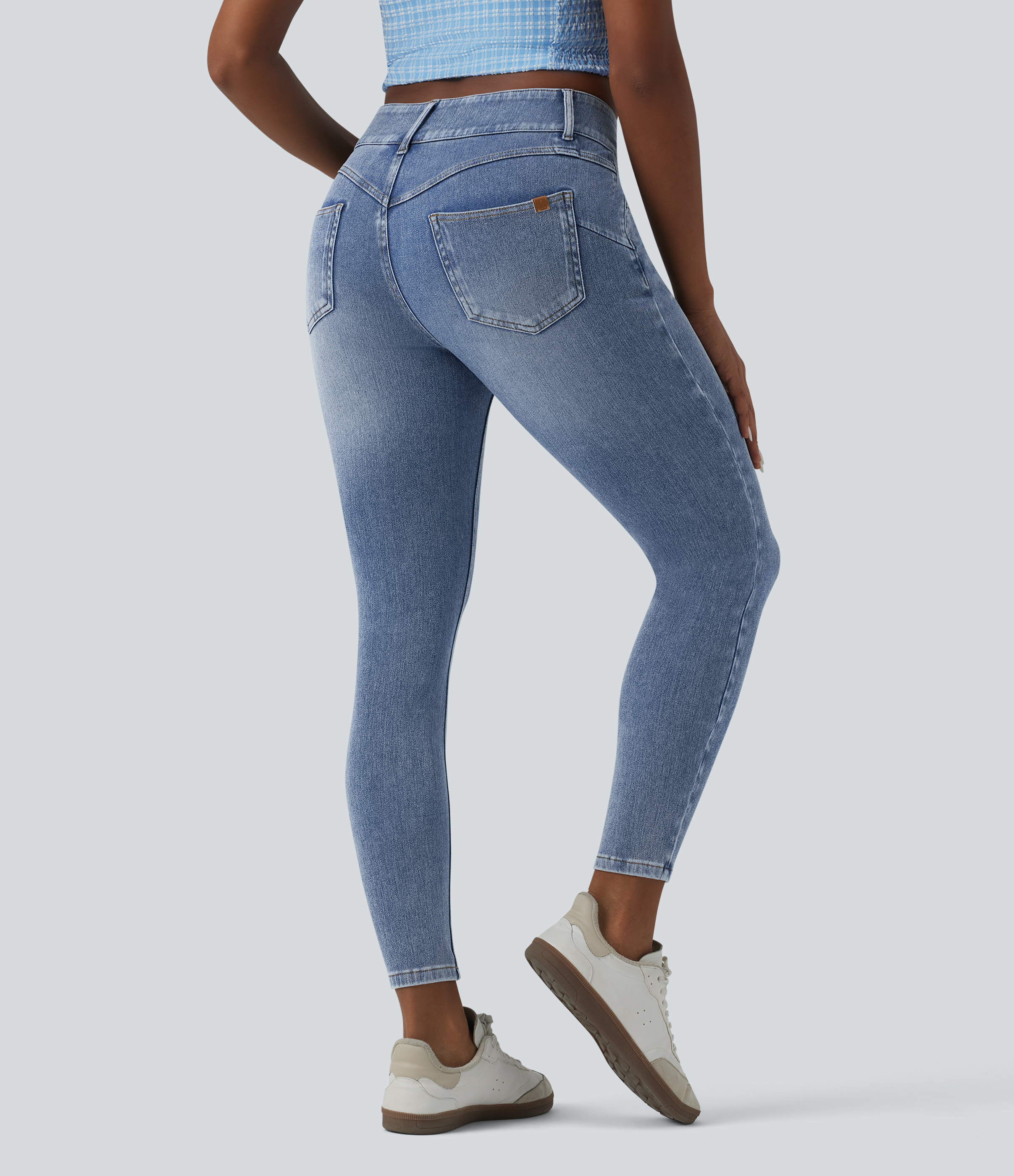 Blue Jasper Denim Halara Flex™ - Lässige Skinny-Jeans aus drapiertem Lyocell mit mittelhohem Bund und mehreren Taschen / 2
