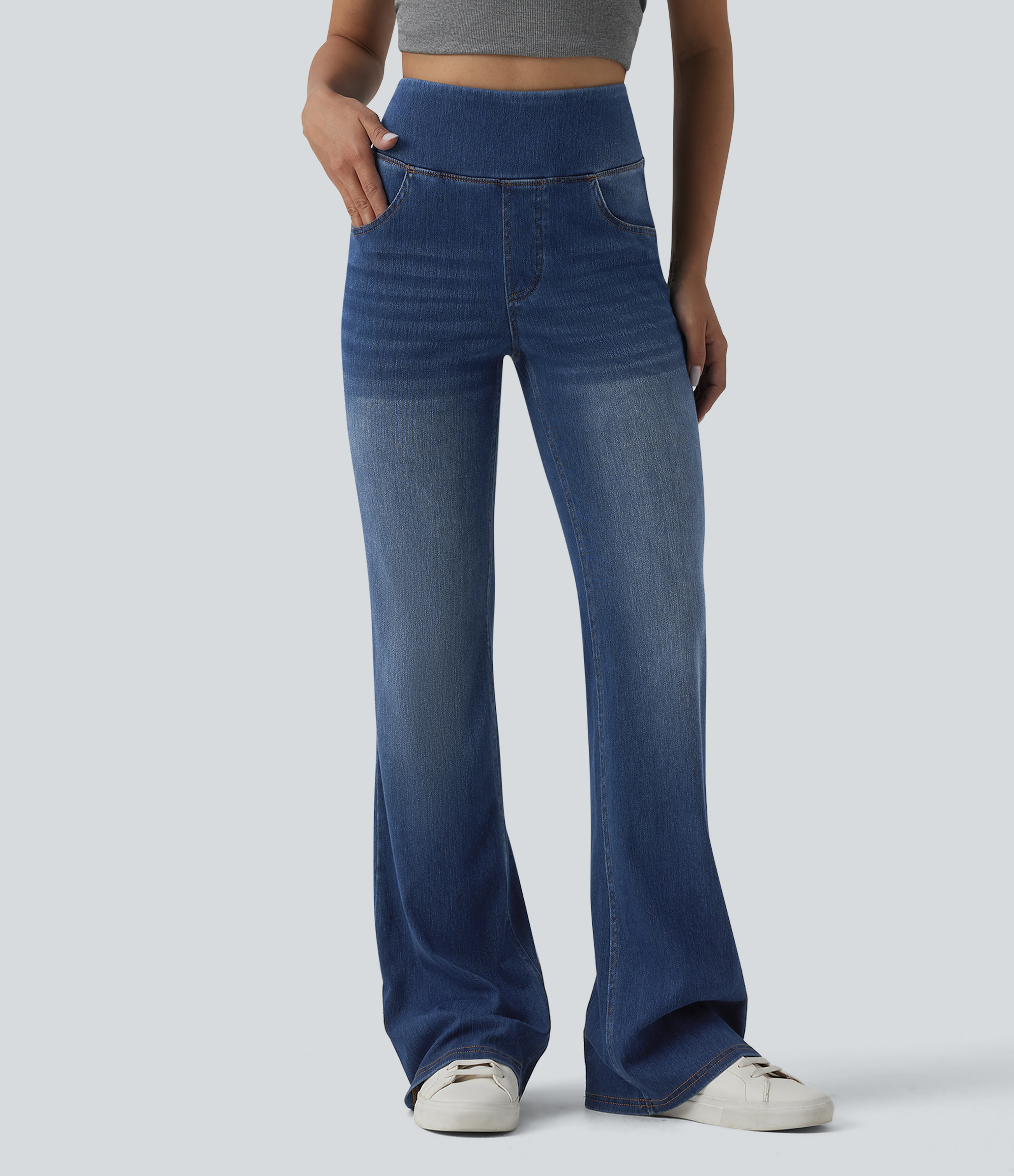Halara Flex™ High Waisted Tummy Control Casual Flare Jeans with Pockets