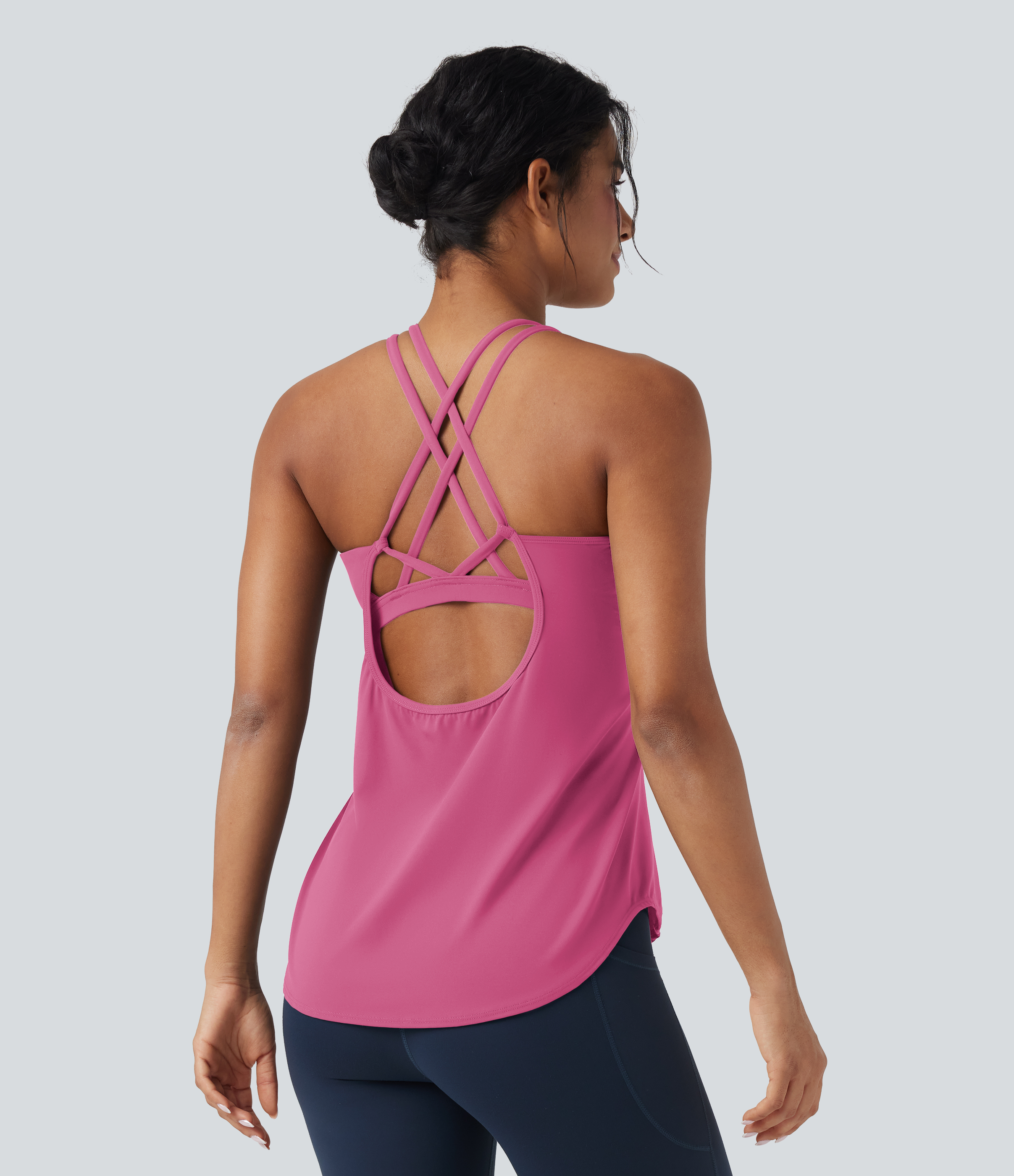 Halara UltraSculpt™ Débardeurs de running à col rond avec dos croisé, pour bonnets D-F