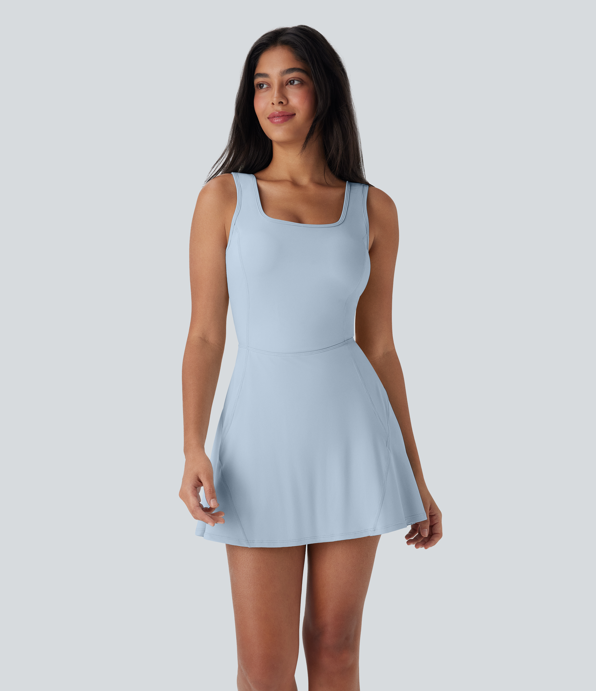 SoftlyZero™ Airy U Neck 2-in-1 Pocket Mini Cool Touch Dance Active Dress-Easy Peezy