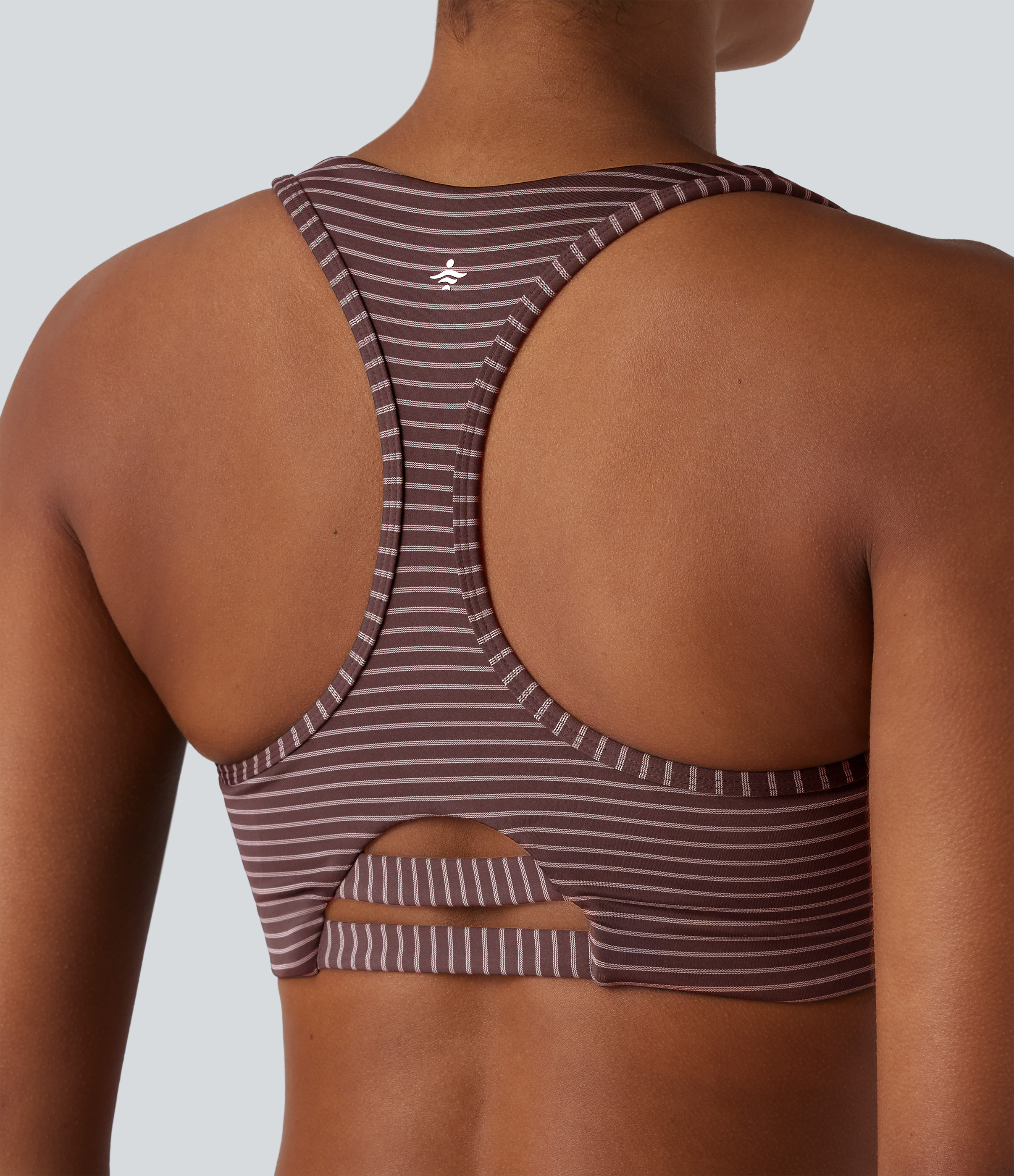 Halara Medium Support Racerback Stripes Training Sports Bra  - Burgundy Wine - XS push up bra strapless bra backless bra sticky bra