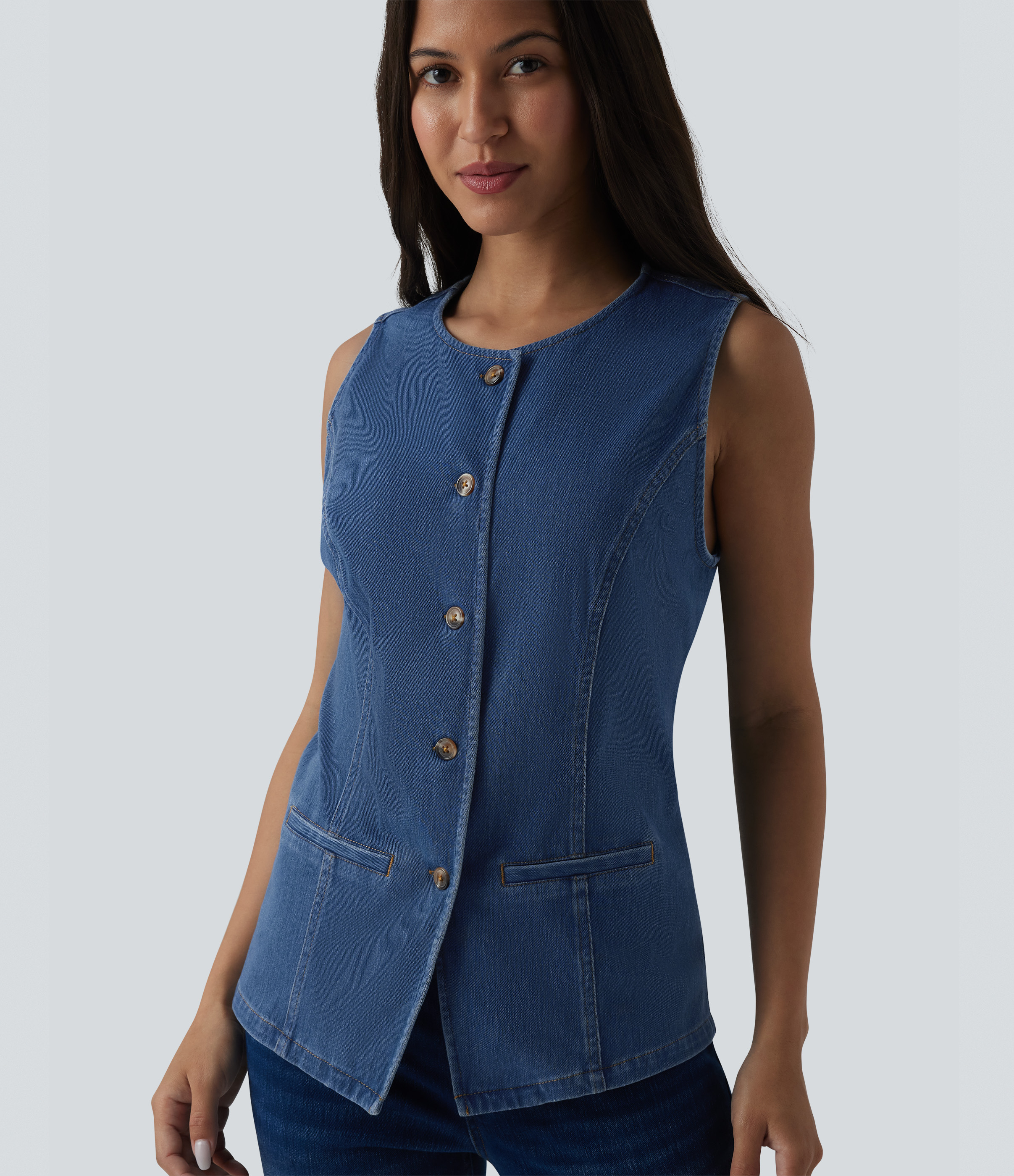 Halara Flex™ Round Neck Denim Tank Top