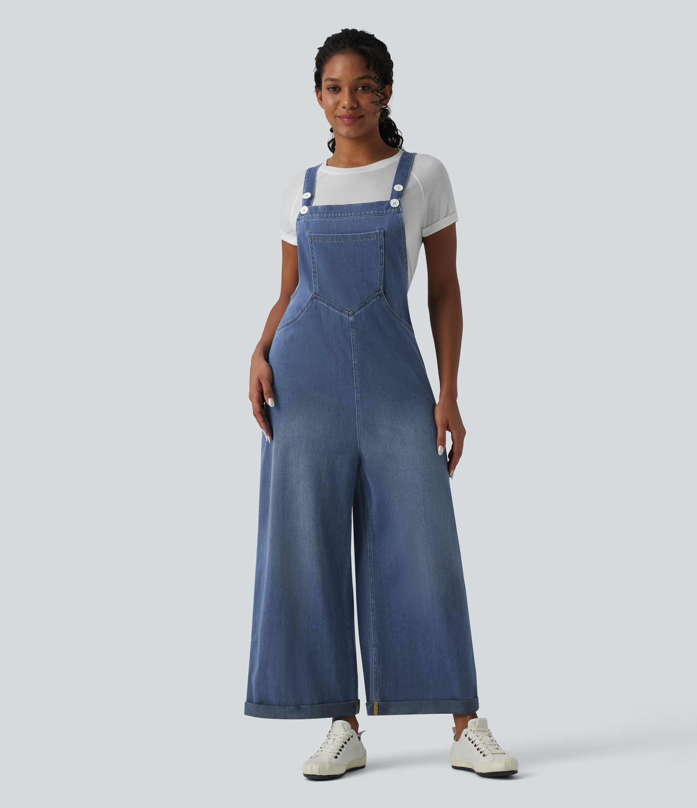 Halara Flex™ Salopette en denim coupe large avec poches