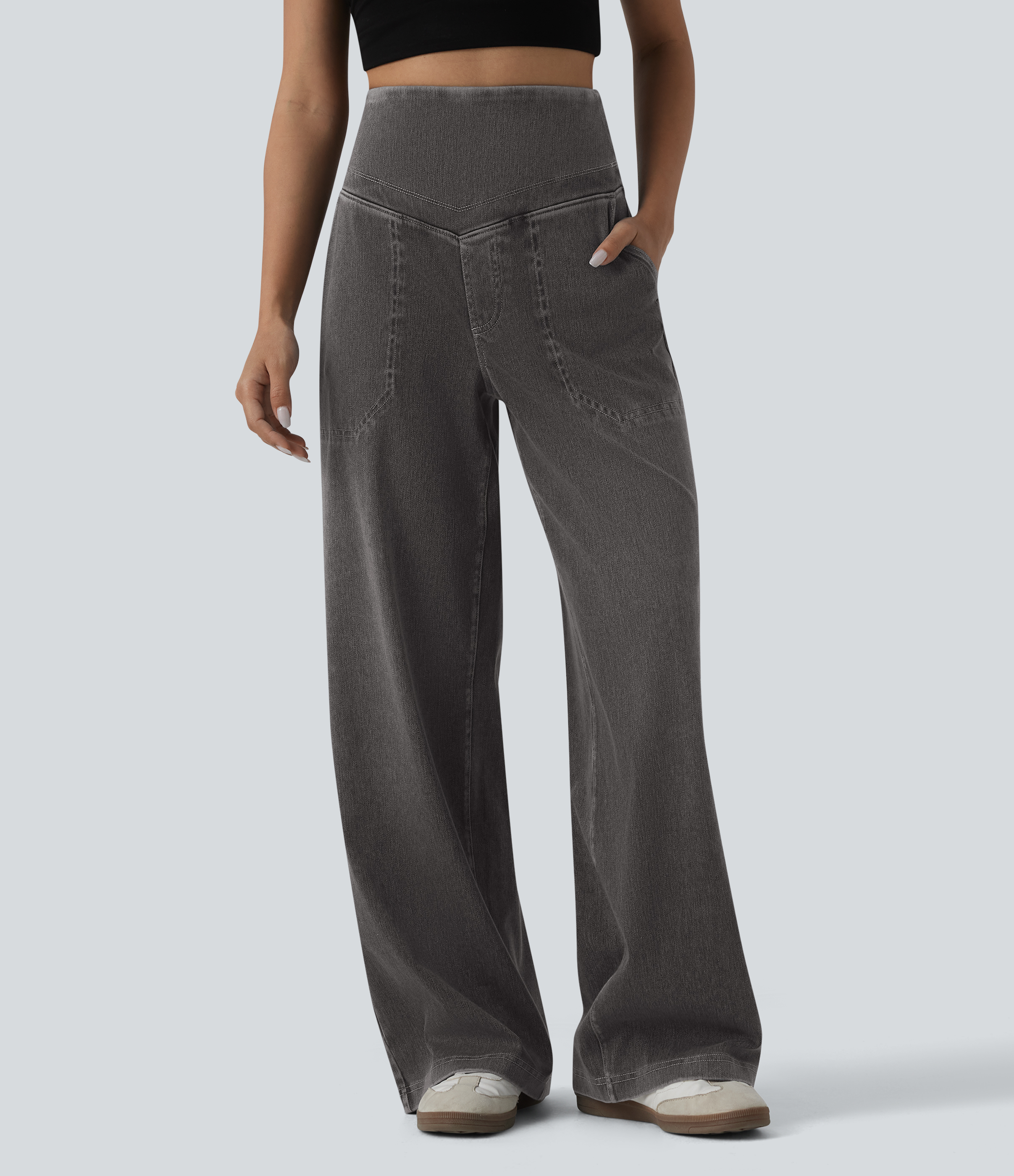 Halara Flex™ High Waisted Tummy Control Casual Baggy Jeans with Pockets