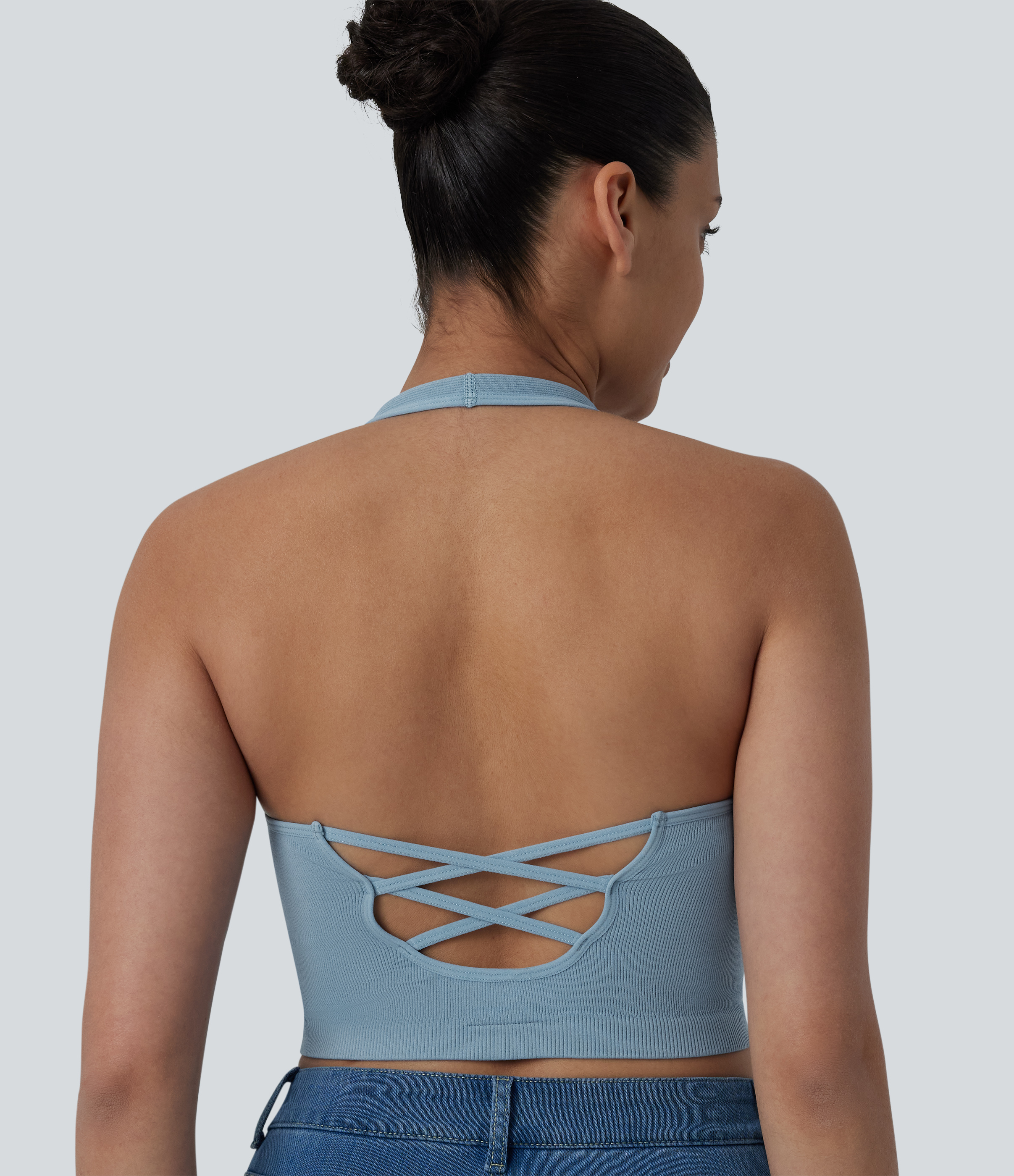 OneForm Seamless Flow Halter Cropped Casual Tank Top