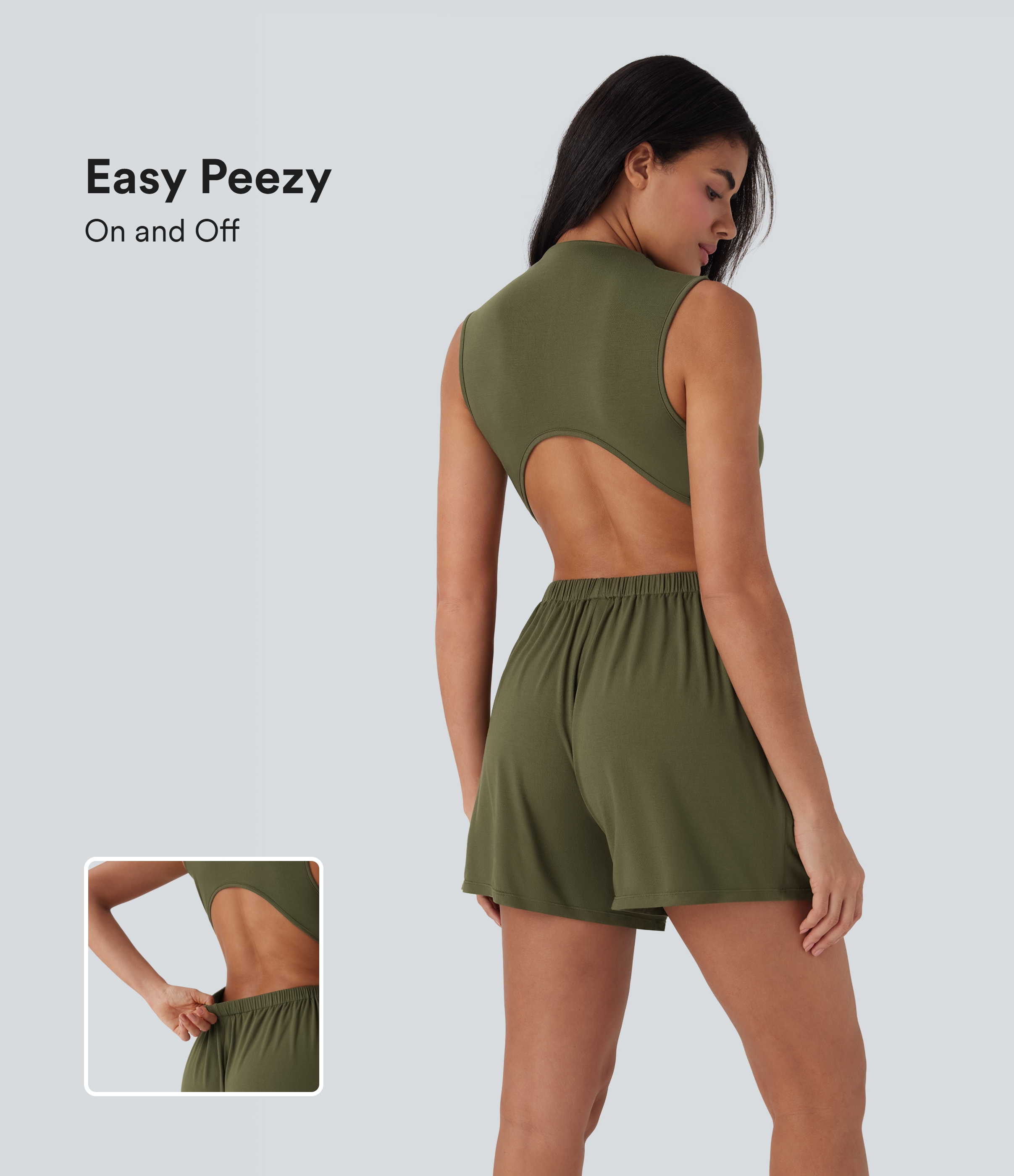 Mock-Neck Sleeveless Casual Jumpsuit with Pockets-Easy Peezy