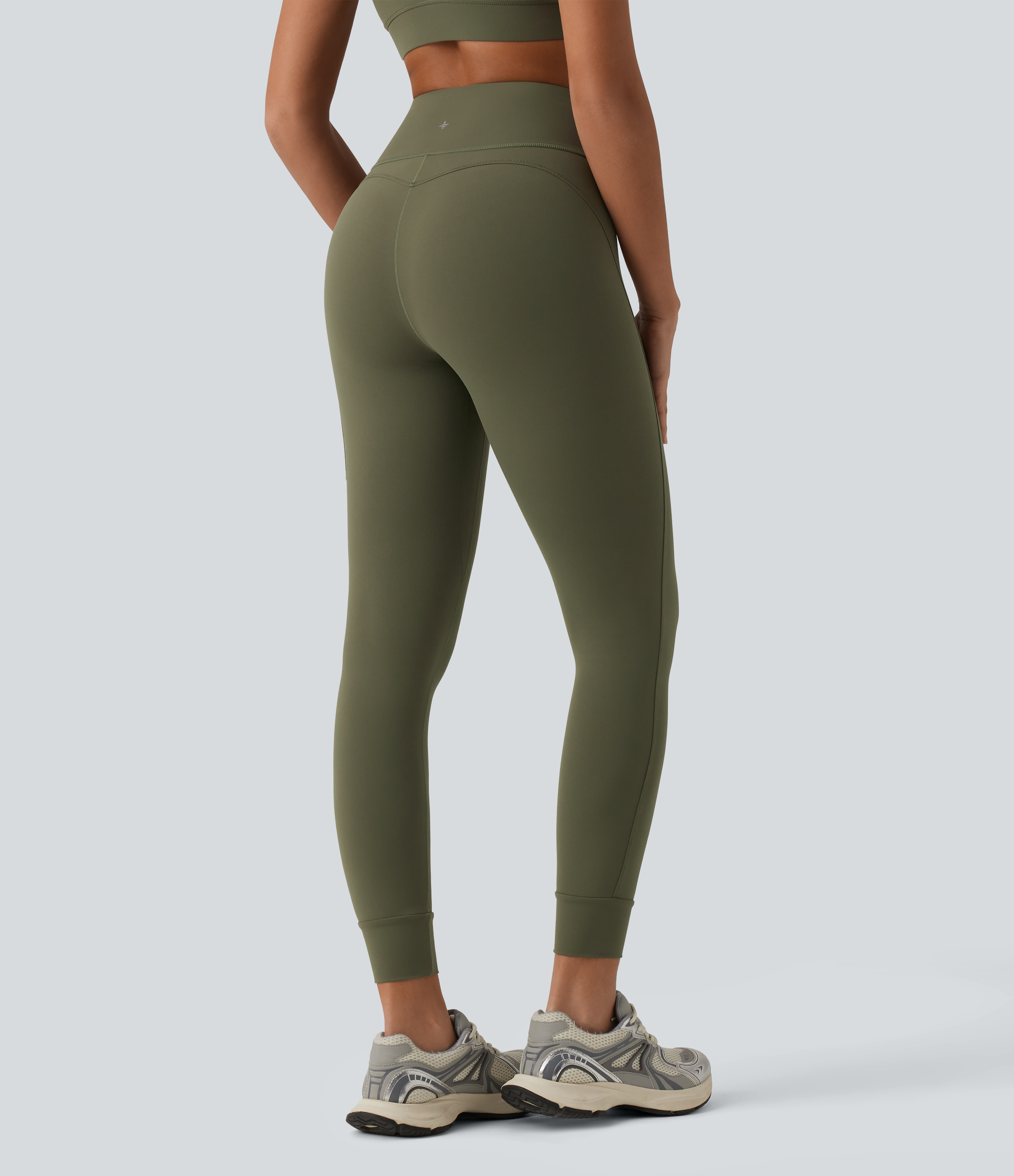 Grass Grey Green Halara UltraSculpt™ High Waisted D-Buckle Hiking 7/8 Leggings with Zip Pocket / 2